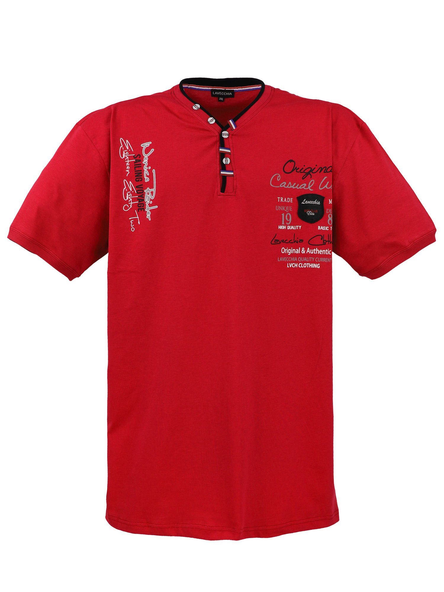 Lavecchia T-Shirt Übergrößen Herren V-Shirt LV-2042 Herrenshirt V-Ausschnitt rot