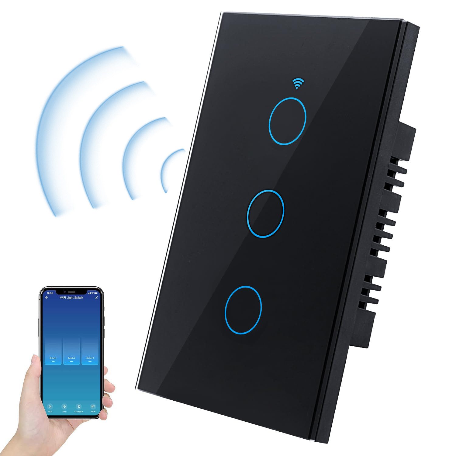 Lichtschalter Lichtschalter Smarter Touch Lichtschalter Touch Wandschalter schwarz