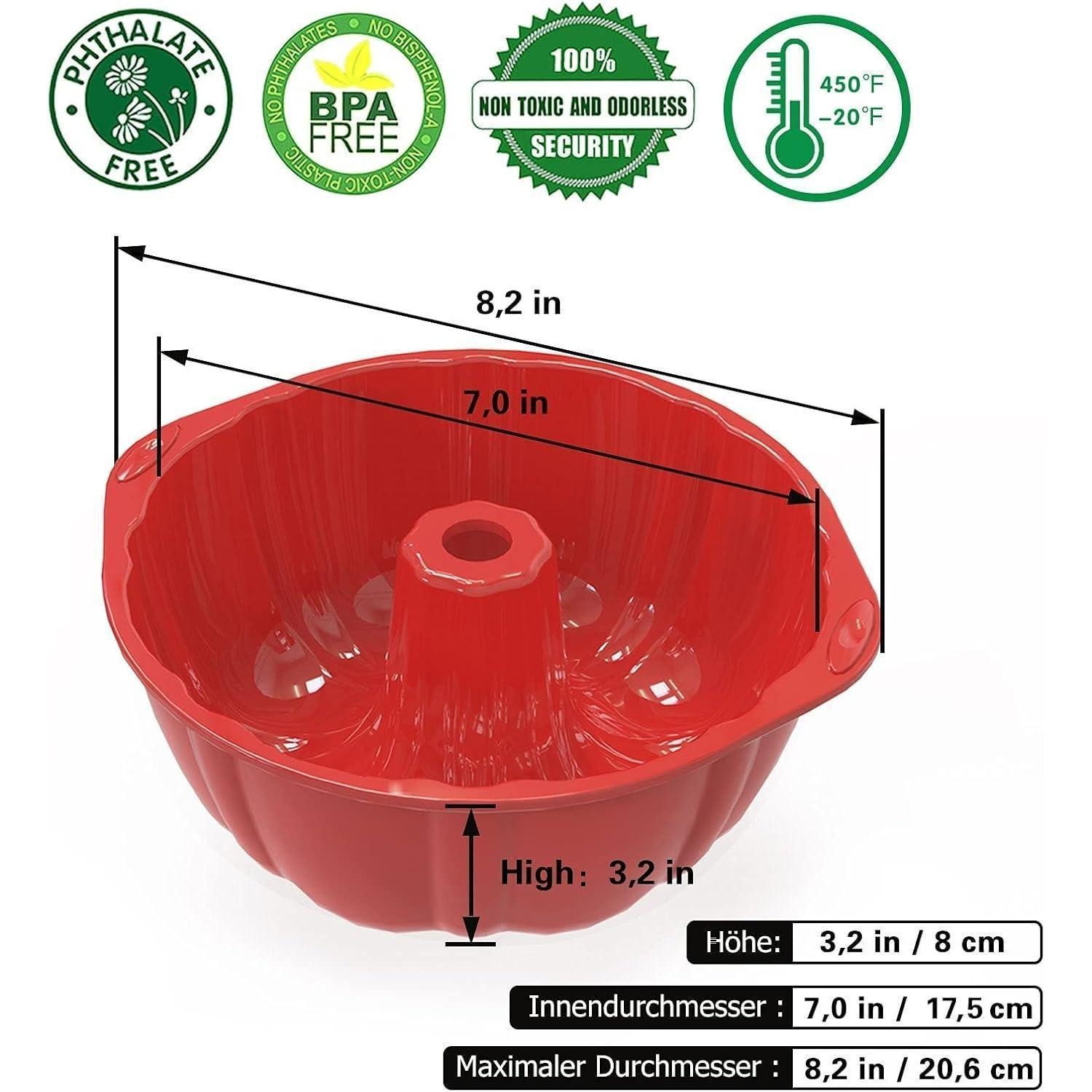 LuxusKollektion Gugelhupfform Gugelhupfform 17.5 cm Silikon Backform Antihaftbeschichtet für Kuchen