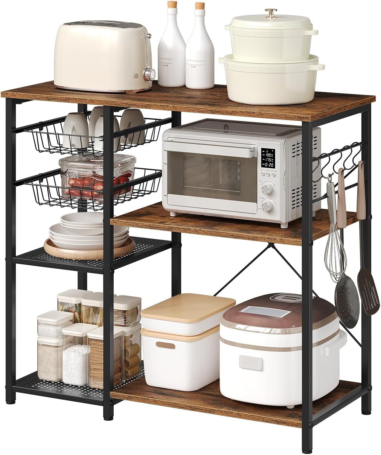 Woltu Küchenregal, 1-tlg., Mikrowellenregal, mit 2 Drahtkörbe & 2 Drahtböde günstig online kaufen