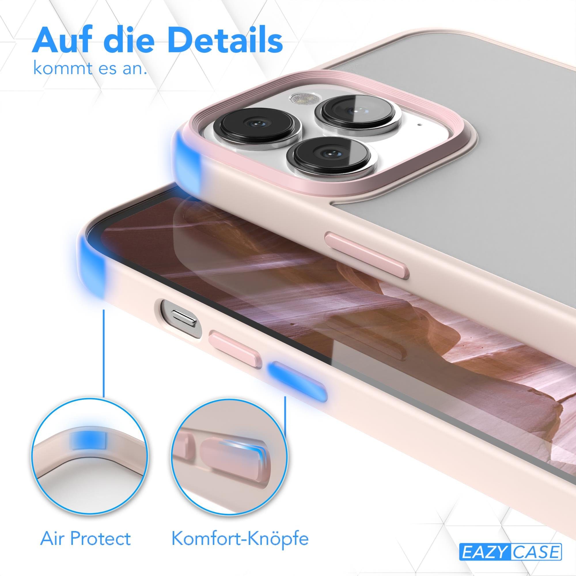 EAZY CASE Handyhülle Outdoor Case für Apple iPhone 13 Pro Max 6,7 Zoll, Hülle kompatibel mit Qi & Magsafe Transparent Backcover Rosé / Altrosa