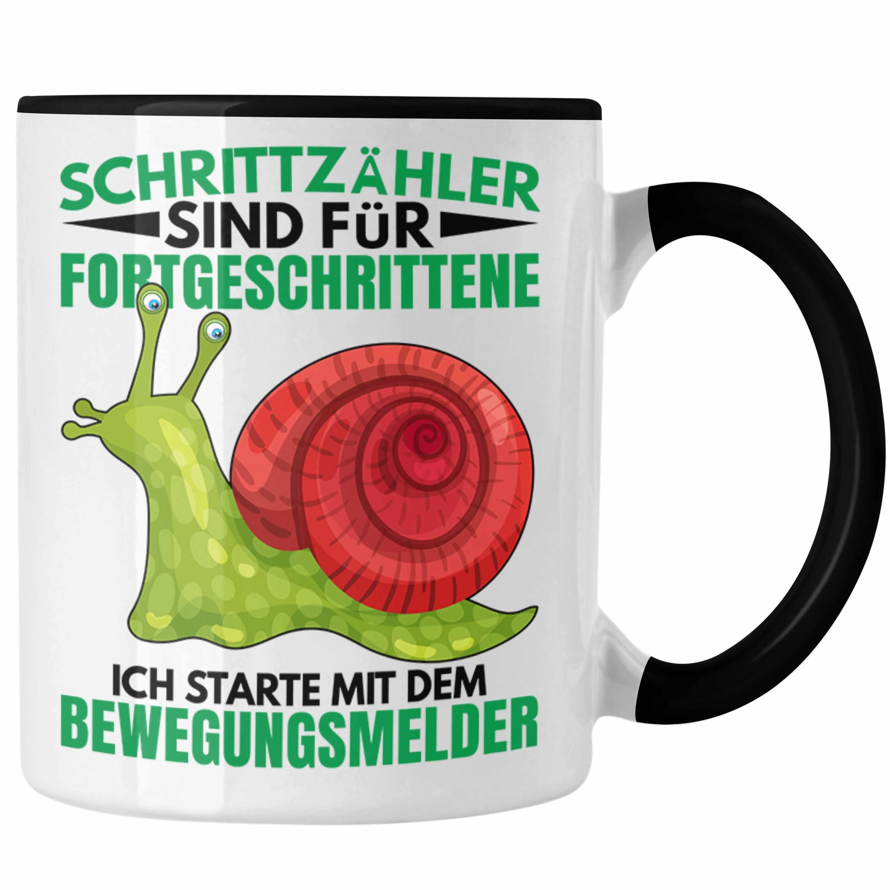 Trendation Tasse Trendation - Lustiger Schnecken Spruch Tasse Geschenk Humor Witzige Sprüche Schwarz | Teetassen