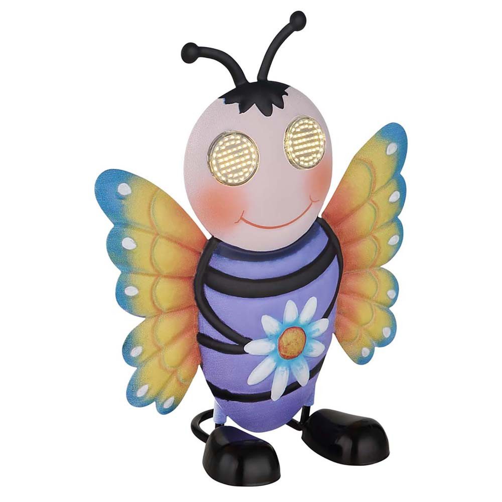 GLOBO LIGHTING LED Solarleuchte, LED-Leuchtmittel fest verbaut, Warmweiß, LED Solarleuchte Außenleuchte Metall bunt matt Biene IP44 H 22,5 cm