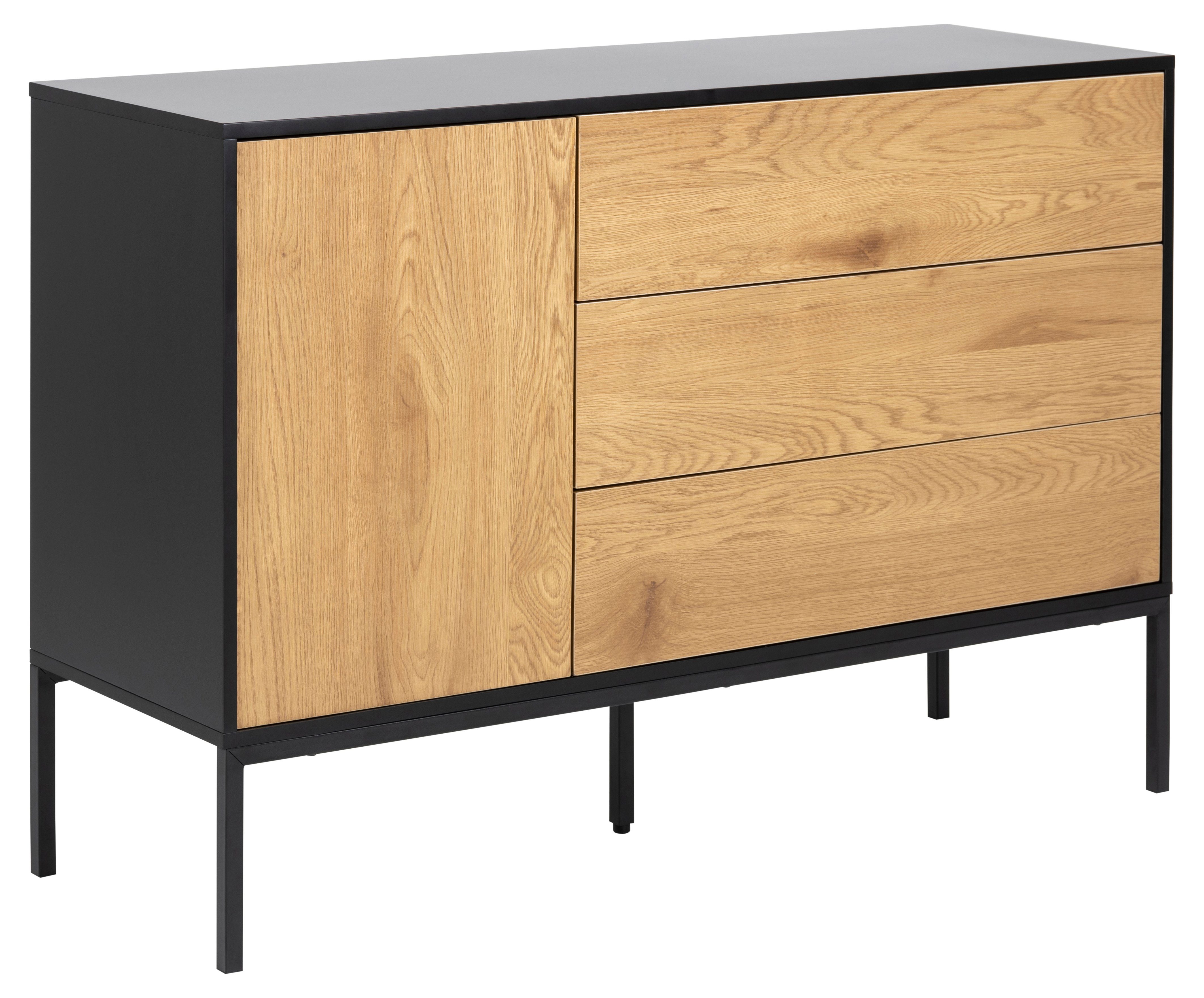 ebuy24 Sideboard Sea Sideboard 1 Tür und 3 Schubladen, schwarz.