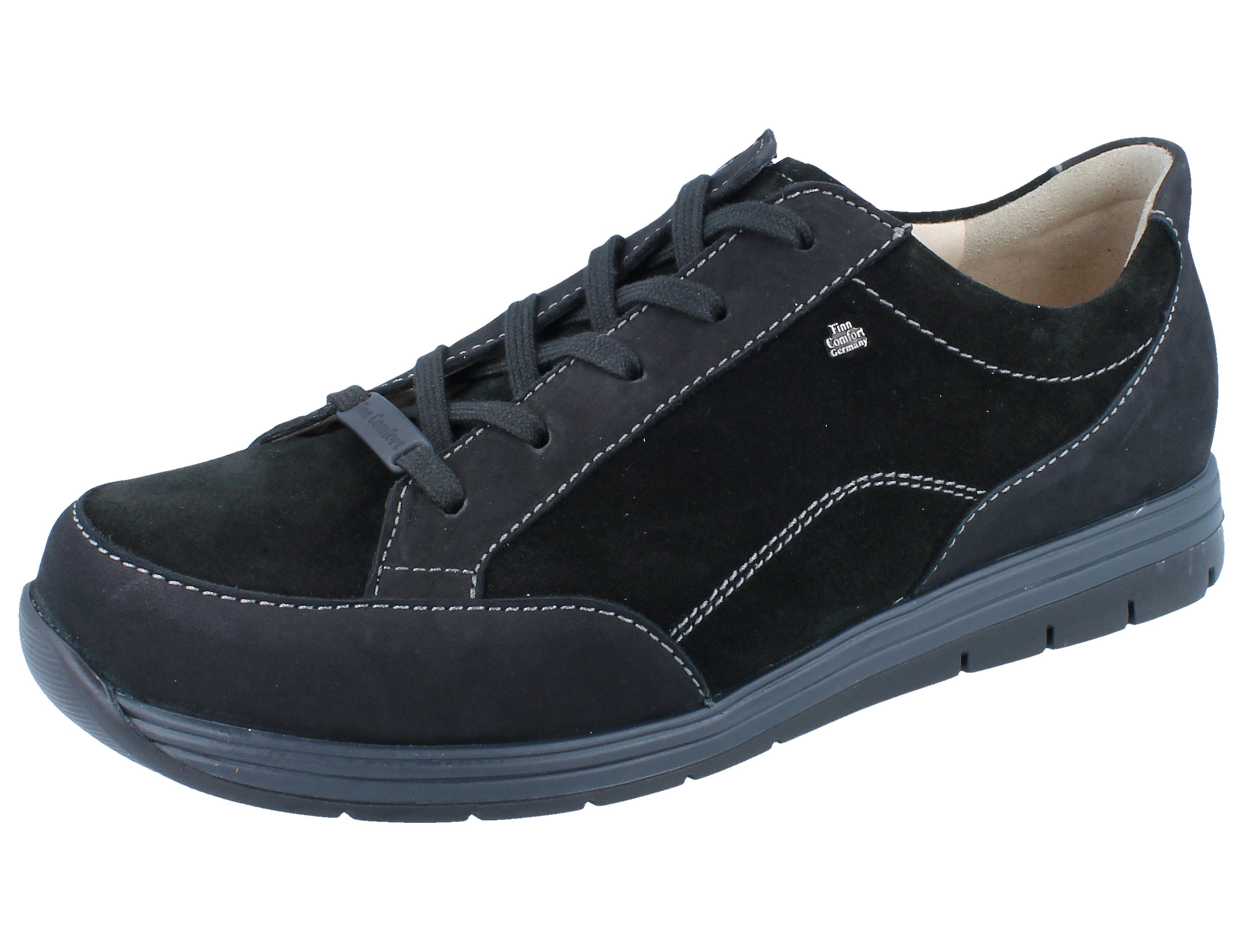 FINN COMFORT Osorno Herren Halbschuhe schwarz Nubukleder - Größe: 41 Schnürschuh