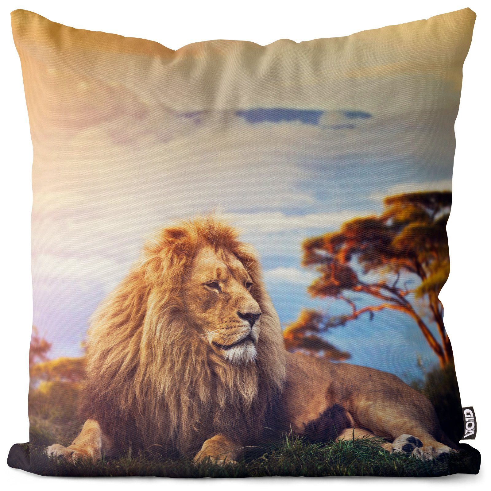 Kissenbezug, VOID (1 Stück), Sofa-Kissen Löwe Afrika Safari Kissenbezug Löwe Katze Wildkatze Tiger Safari Afrika Reise
