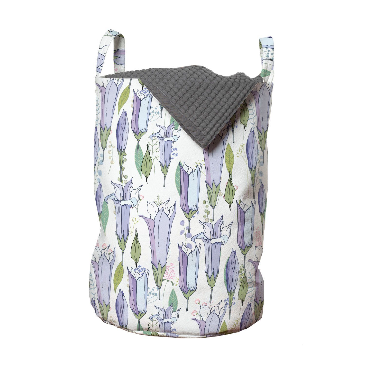 Abakuhaus Wäschesäckchen Wäschekorb mit Griffen Kordelzugverschluss für Waschsalons, Blumen Wilde Bluebell-Blumen-Kunst | Wäschesäcke