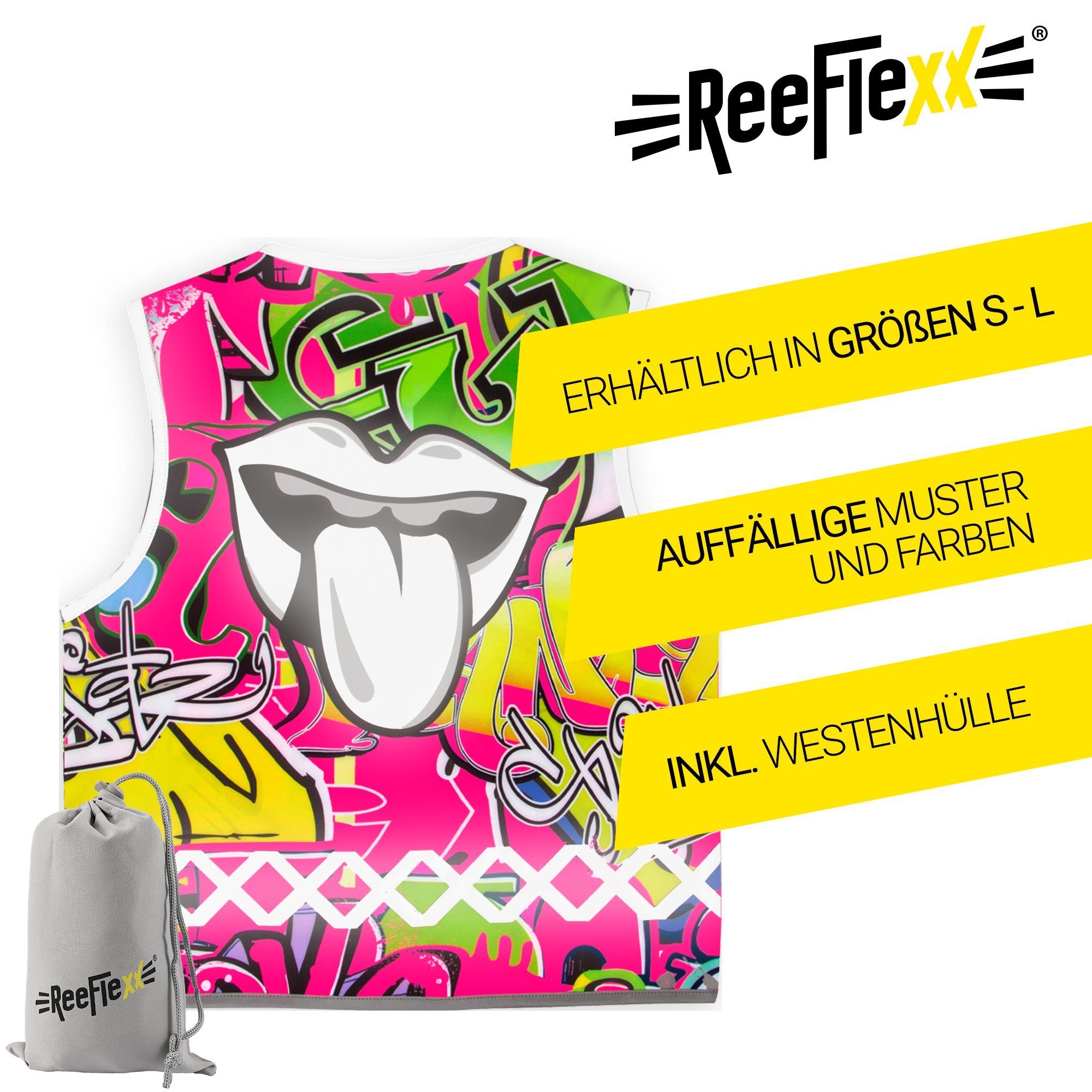 ReeFlexx Warnweste Graffiti - Kinderwarnweste Tongue