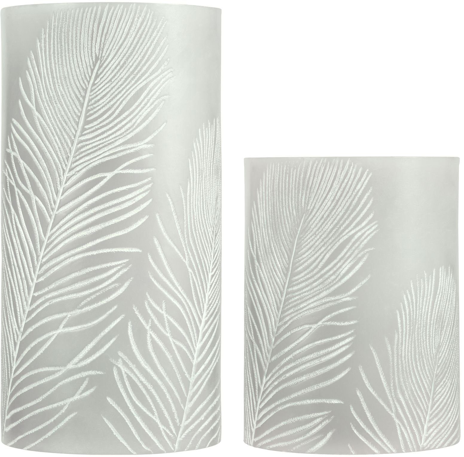 Pauleen LED-Kerze Cosy Wachskerze Feather (Set, Grau 2-tlg), Timer