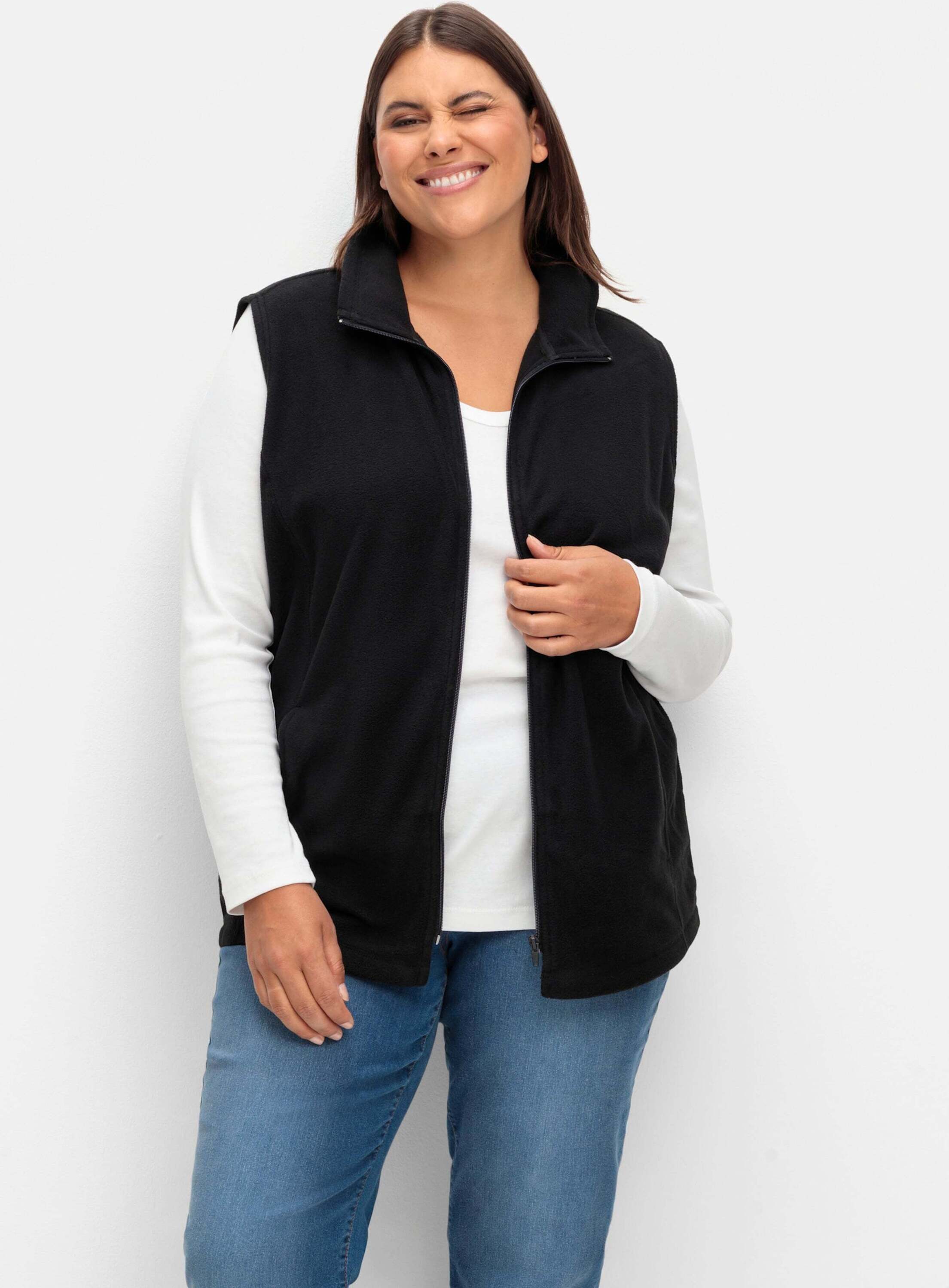 Sieh an! Fleeceweste Fleece-Weste Länge ca. 70 cm