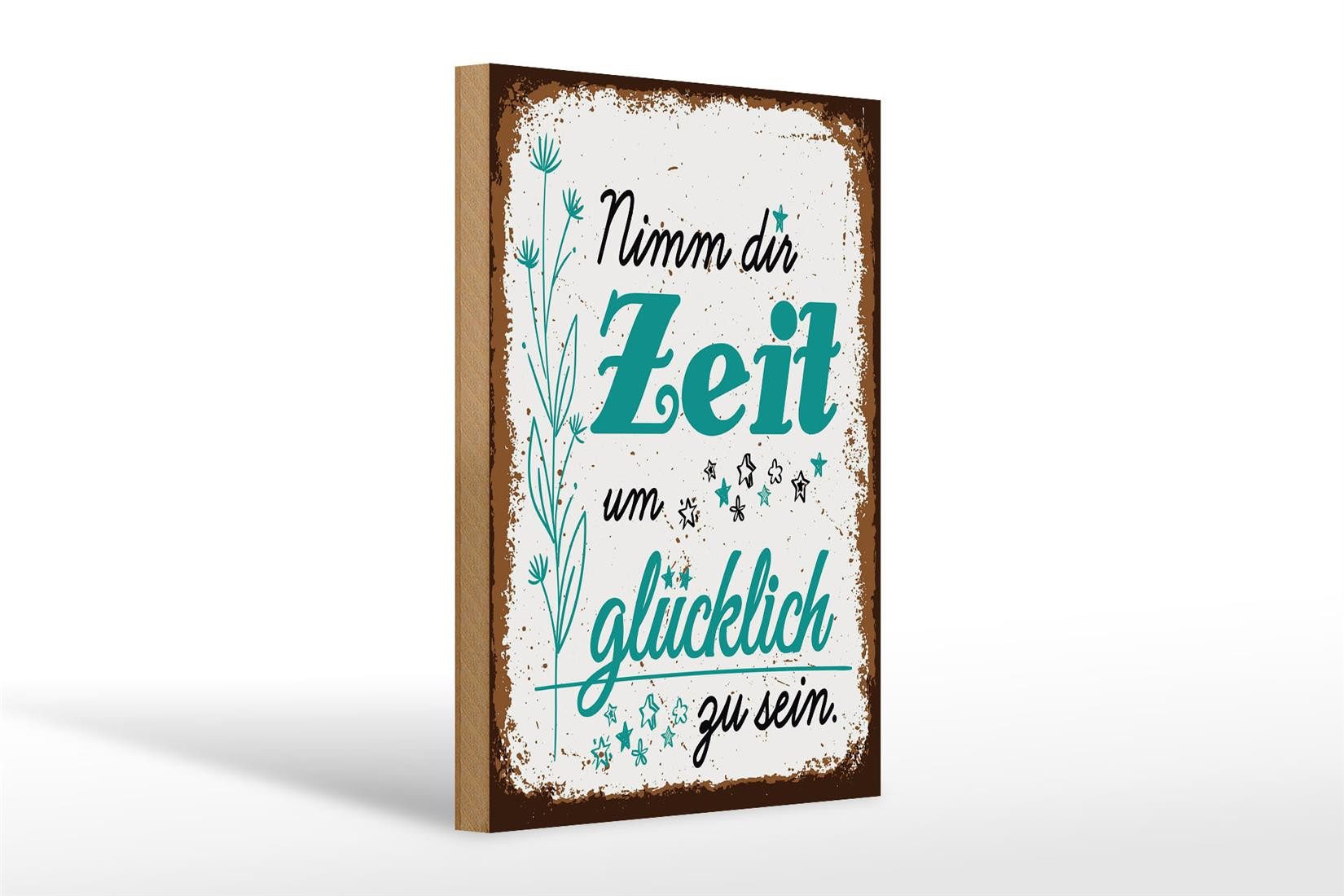 Femer GmbH Holzbild Spruch Nimm dir Zeit um Glücklich Glück 20x30cm