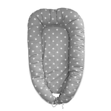 Puckdaddy GmbH Bettnestchen Puckdaddy Babynest Linnea 105x60cm mit Sterne Punkte Muster in Weiß