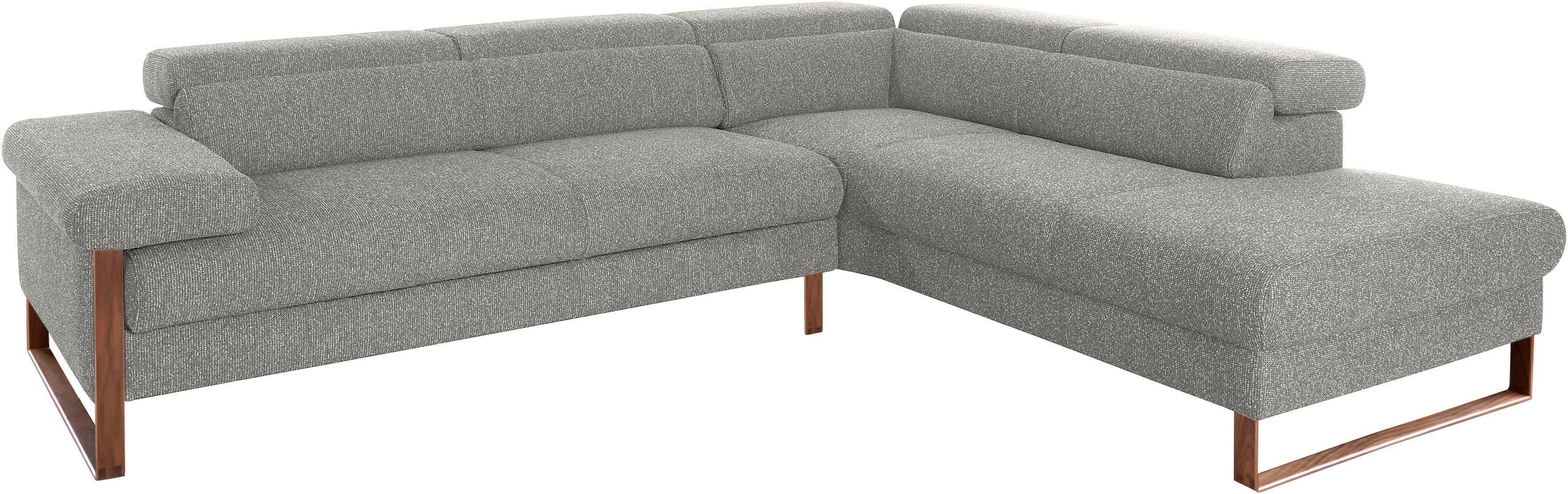 W.SCHILLIG Ecksofa finn, Designsofa mit tollem Sitzkomfort, bequem, L-Form, German Design Award 2016, Fußgestell Nussbaum natur, Breite 281 cm