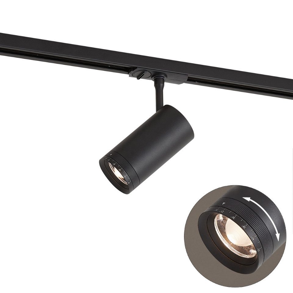 Qazqa Schienensystem-Leuchten Iconic zoom, Dimmbar, LED fest integriert, Extra-Warmweiß, QAZQA Schienen­leuchte, integrated, Schwarz, Stahl, Modern