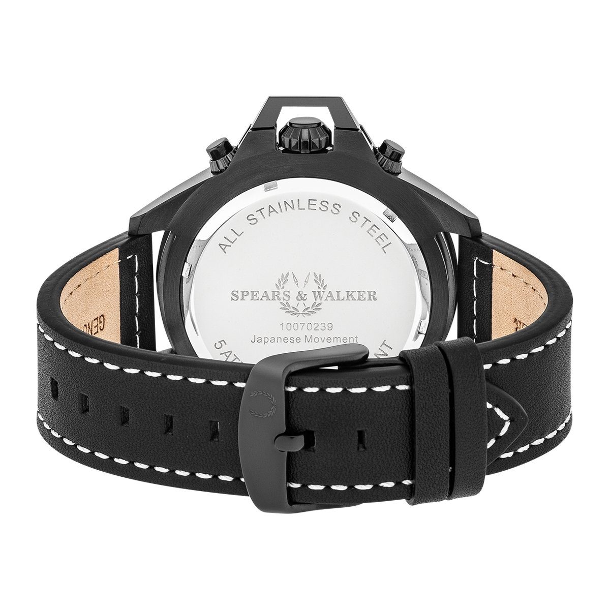 Spears & Walker Quarzuhr Varus II schwarz, mit Echtleder-Armband