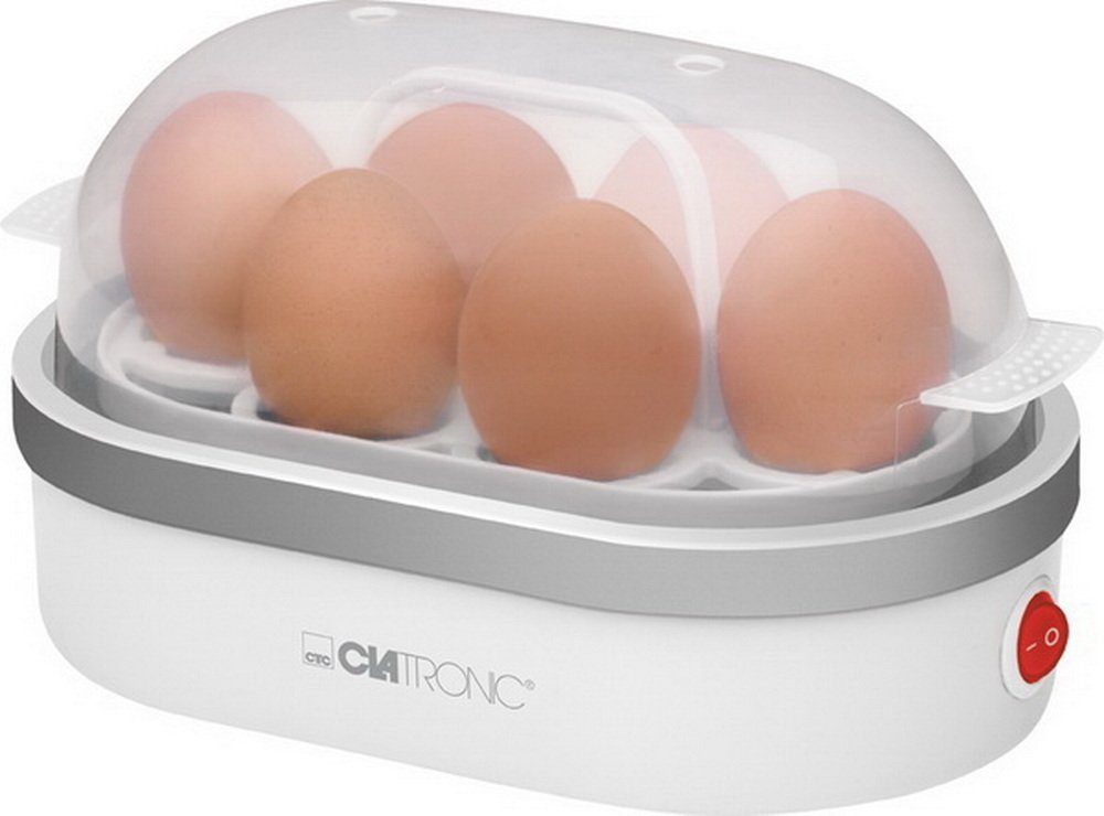 CLATRONIC Eierkocher Eierzubereiter Kocher weiß, Anzahl Eier: 6 St., 400 W, Heizschale antihaftbeschichtet