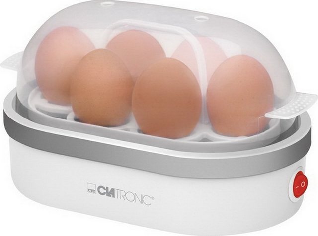 CLATRONIC Eierkocher Eierzubereiter Kocher weiß, Anzahl Eier: 6 St., 400 W, Heizschale antihaftbeschichtet