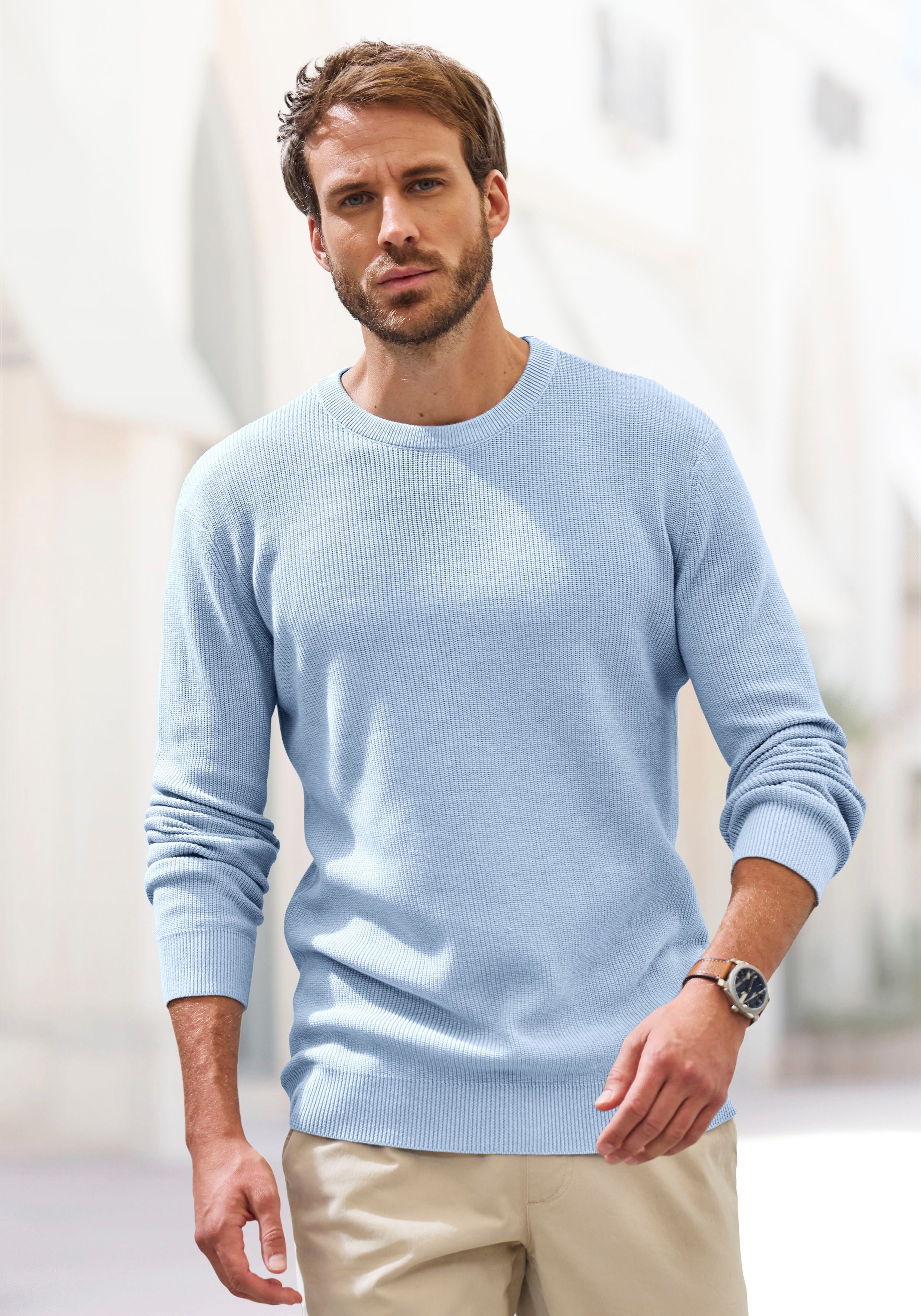John Devin Strickpullover Pullover in modischen Farben aus Baumwollmischung