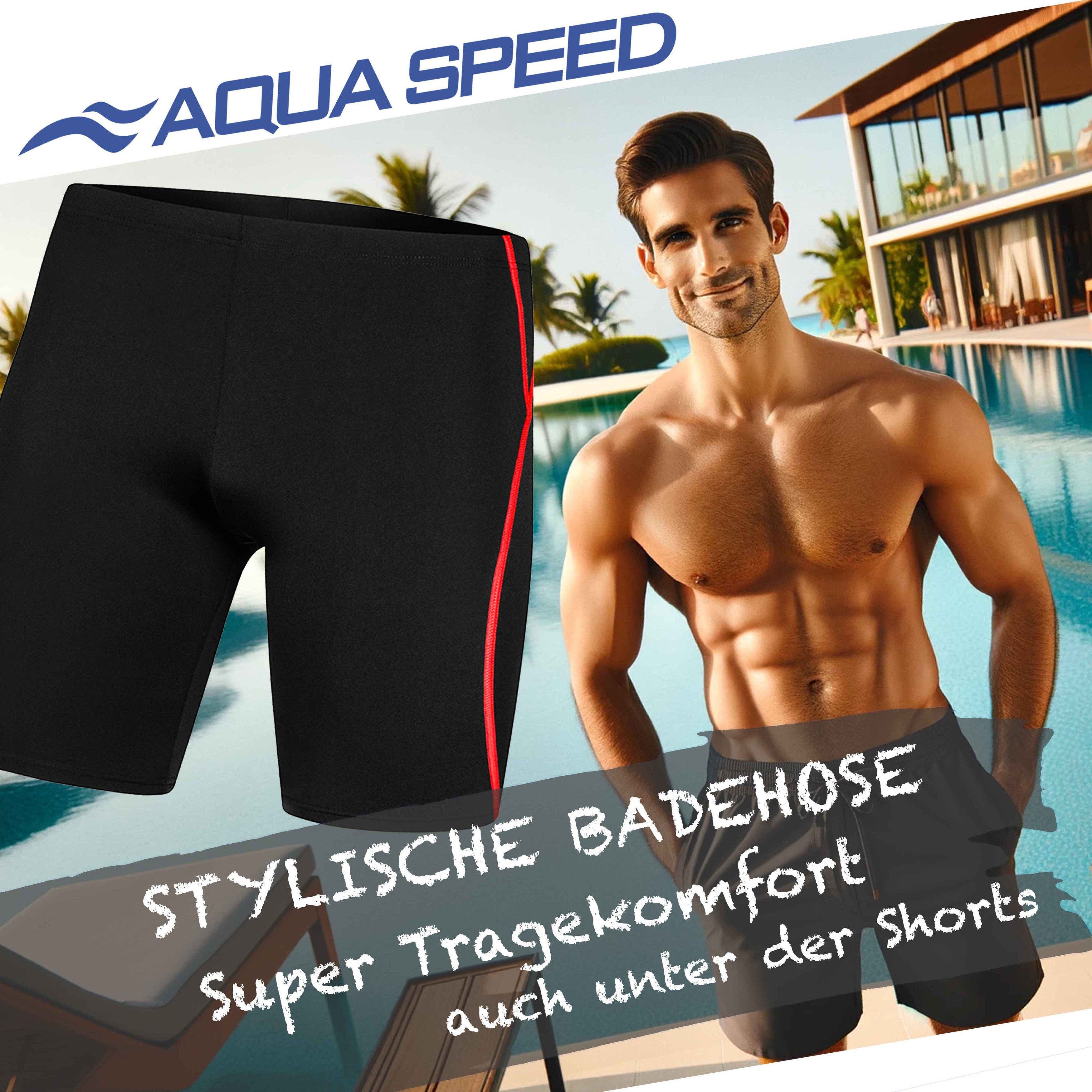 Aqua Speed Badehose Blake Kompressionshose Herren Formstabil & bequem L S-R günstig online kaufen