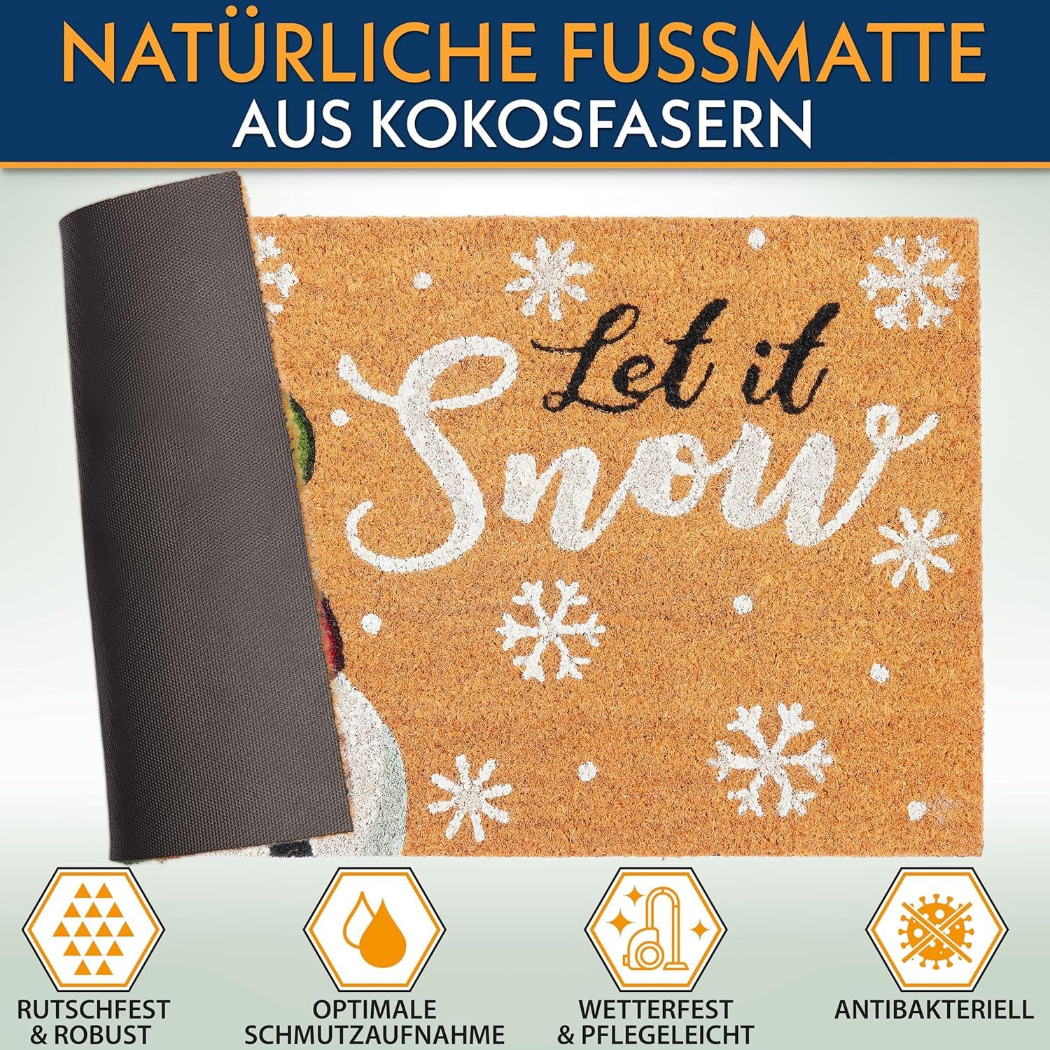 BRUBAKER Fußmatte 45 x 75 cm - Let It Snow - Schneemann - Schmutzfangmatte, günstig online kaufen