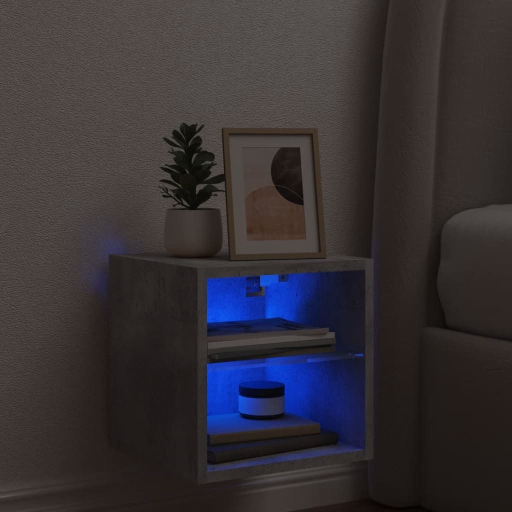 vidaXL TV-Wand TV-Wandschrank mit LED-Leuchten Betongrau günstig online kaufen
