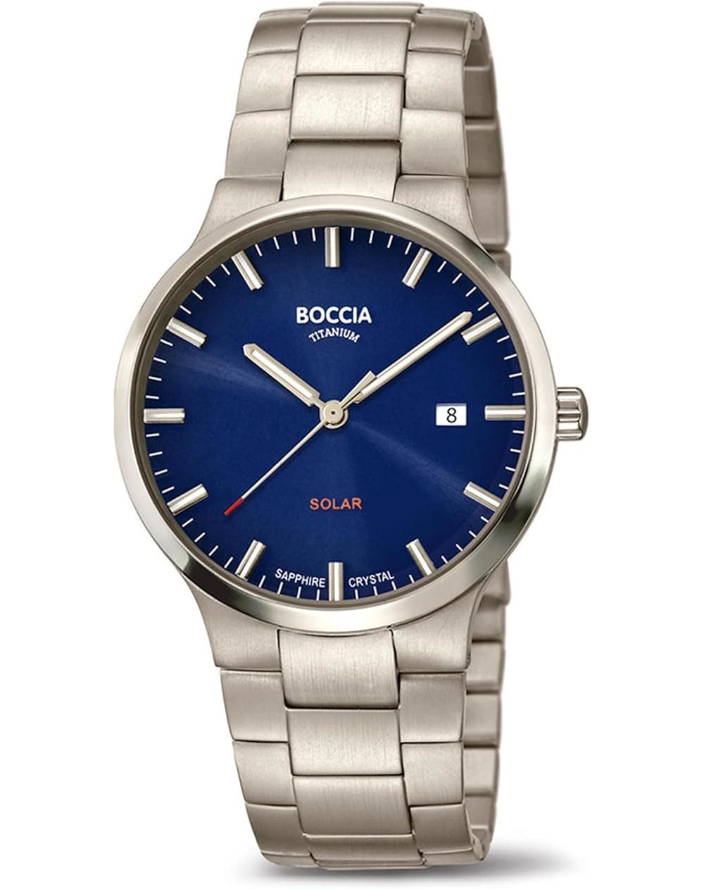 Boccia Solaruhr Titan Blau Silber Saphirglas Datum 3652-02