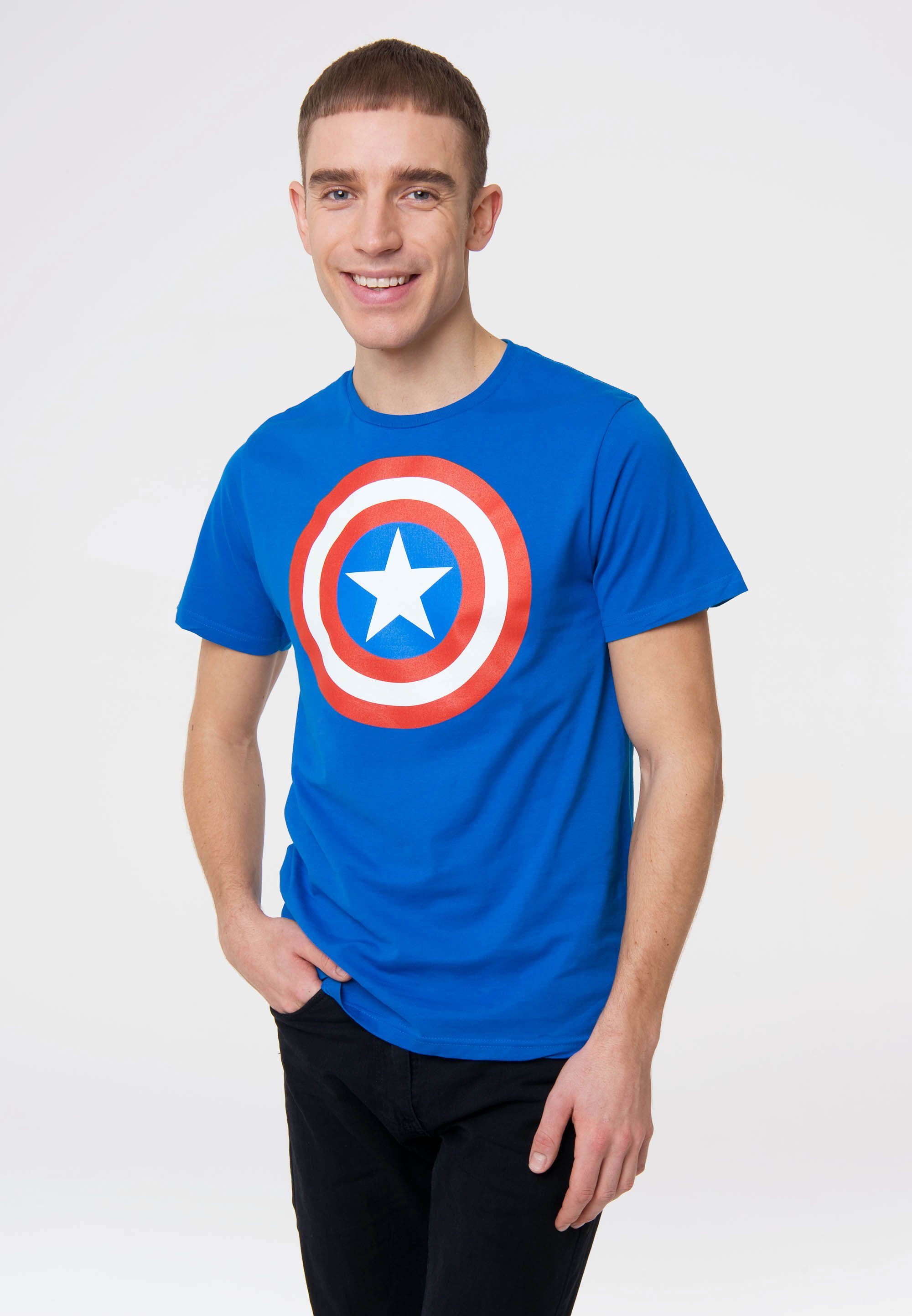 Print T-Shirt LOGOSHIRT America America Shield Captain mit Captain