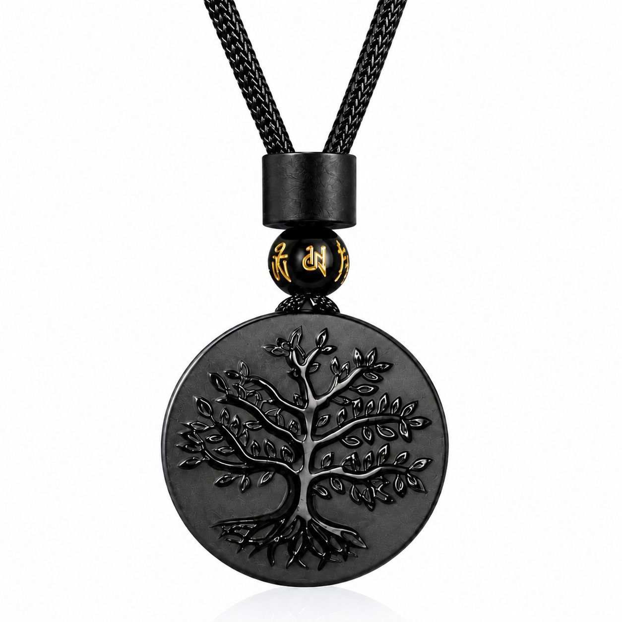 Taffstyle Kette mit Anhänger Lebensbaum Kette Baum des Lebens Halskette Obsidian Naturstein Unisex (Lebensbaum Anhänger aus Obsidian Naturstein als Unisex Halskette - Geschenkidee), Geschenkidee für Frauen und Männer