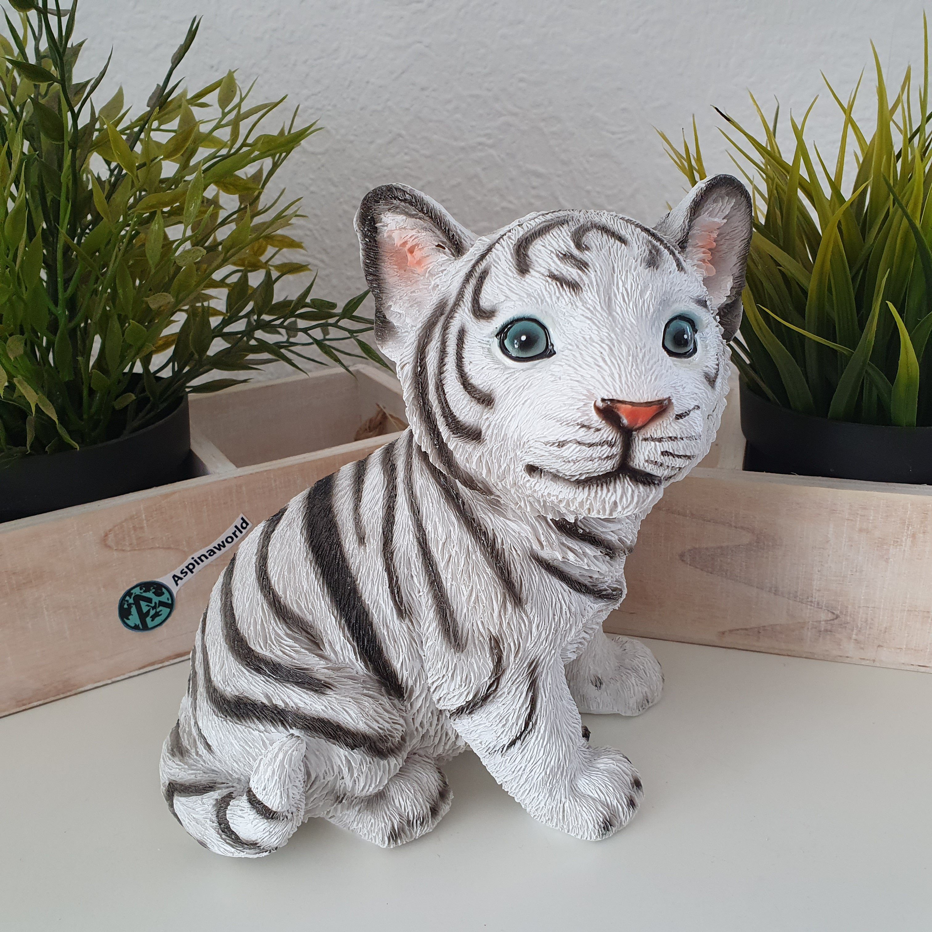 Aspinaworld Tierfigur Weißer Tiger cm 19 sitzt