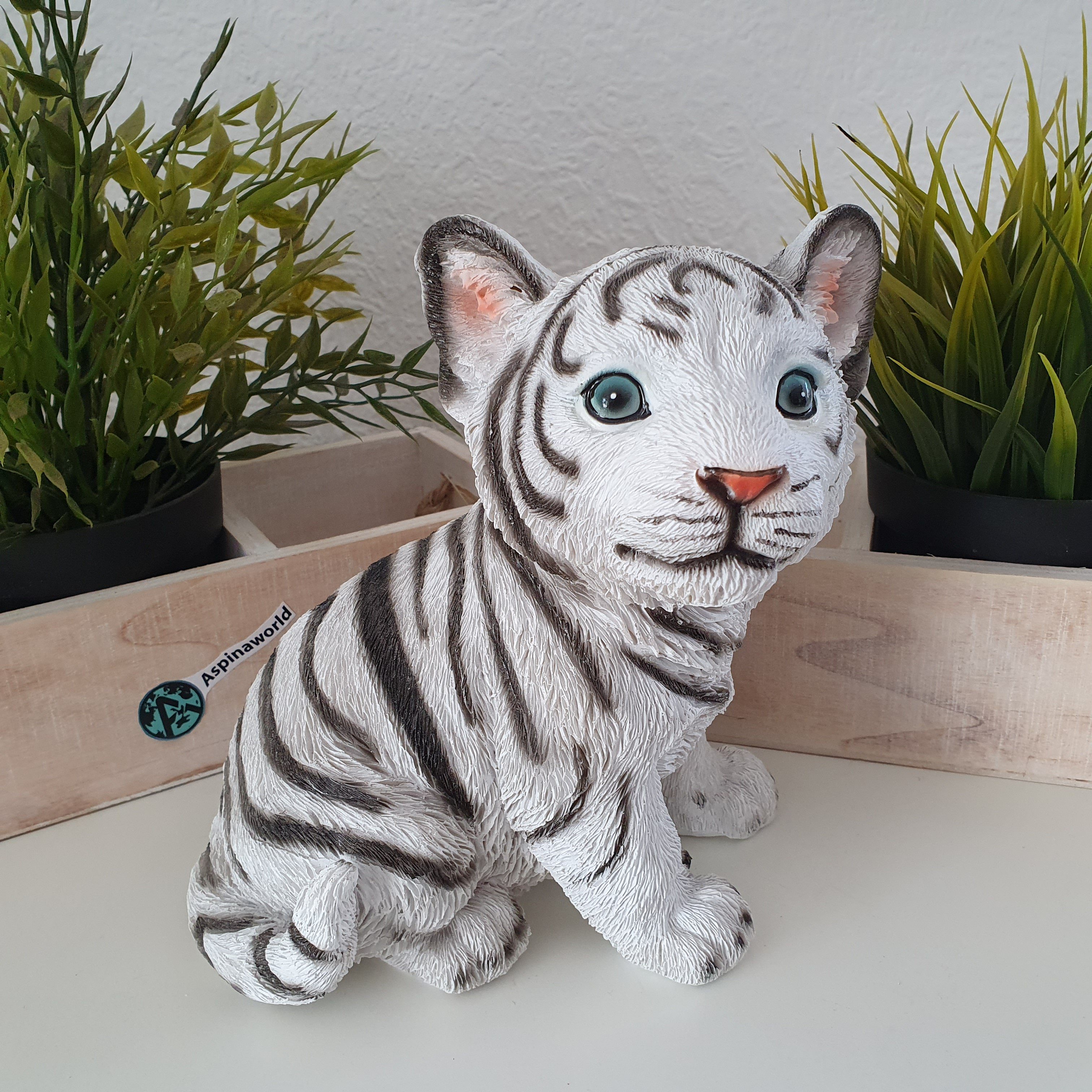 Aspinaworld Tierfigur Weißer Tiger 19 cm sitzt