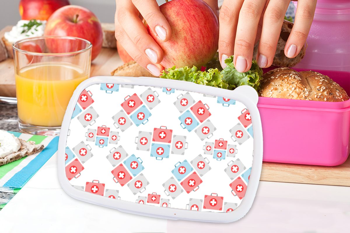 (2-tlg), Snackbox, Erste-Hilfe-Kasten Abstrakt Kunststoff, für Brotdose - rosa Brotbox Mädchen, - Muster, Kinder, Kunststoff Lunchbox MuchoWow Erwachsene,