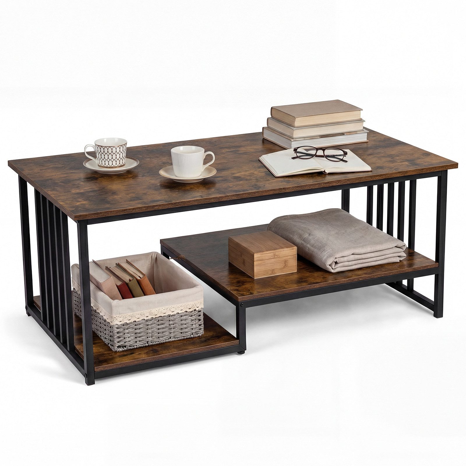COSTWAY Couchtisch (1-St), wohnzimmertisch holz, Sofatisch, Kaffeetisch
