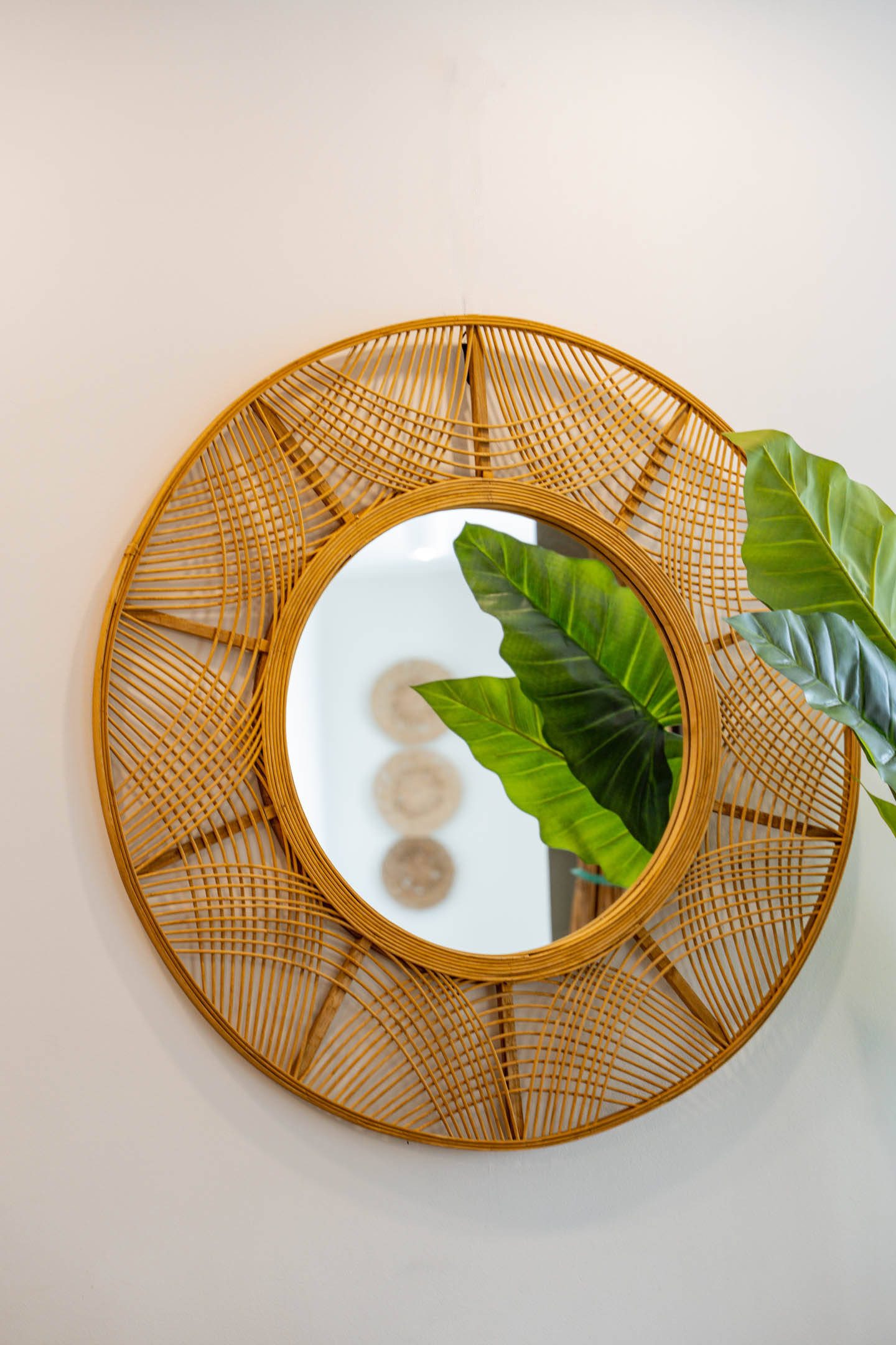 Atmosphera Créateur d'intérieur Wandspiegel Boho-Spiegel mit Bambusrahmen INA, Ø 89 cm