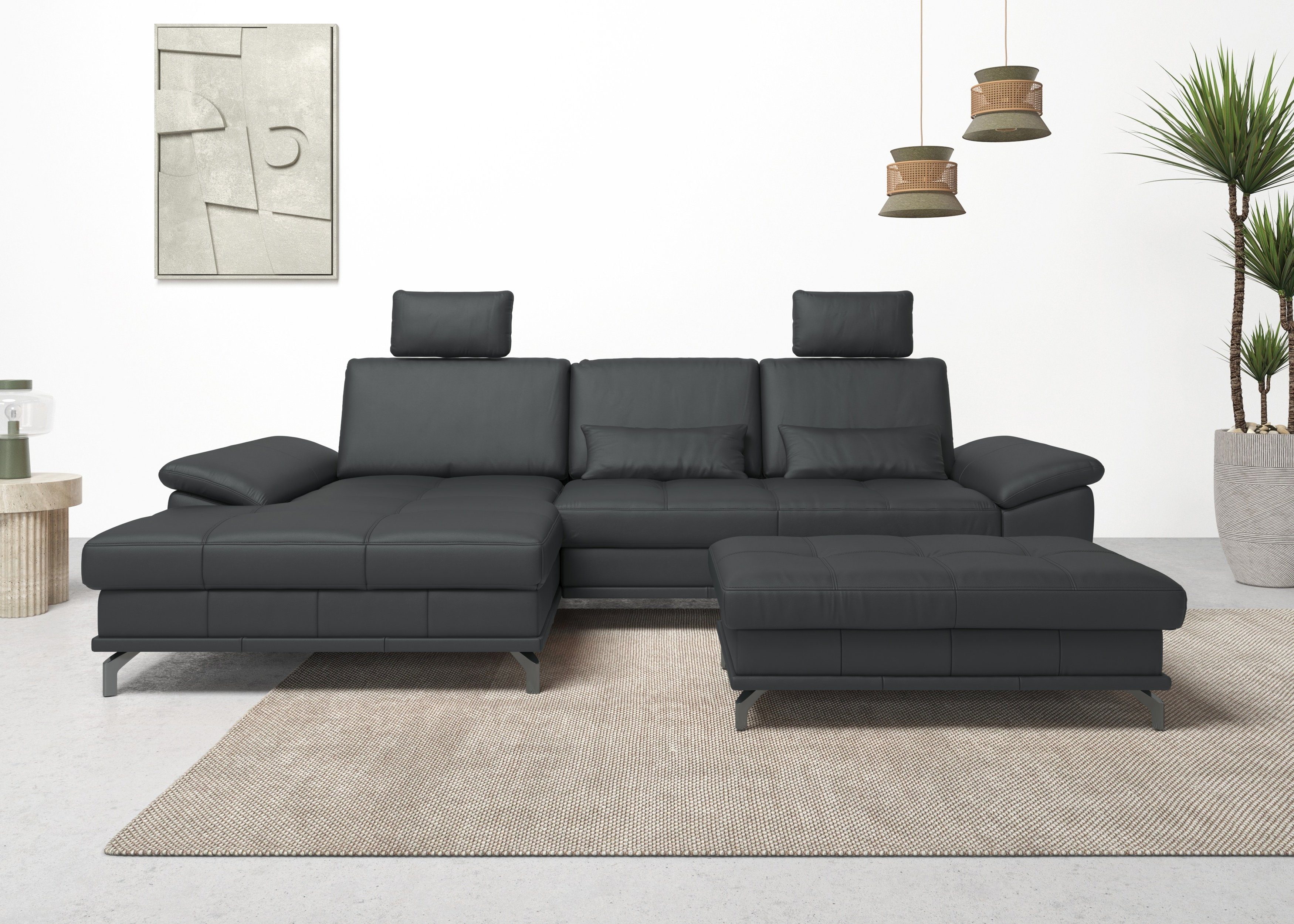 OTTO home Ecksofa Costello L-Form, B: 301 cm mit Sitztiefen-, Armteilverstellung &, 3 Nierenkissen, optional Bettfunktion & Bettkasten