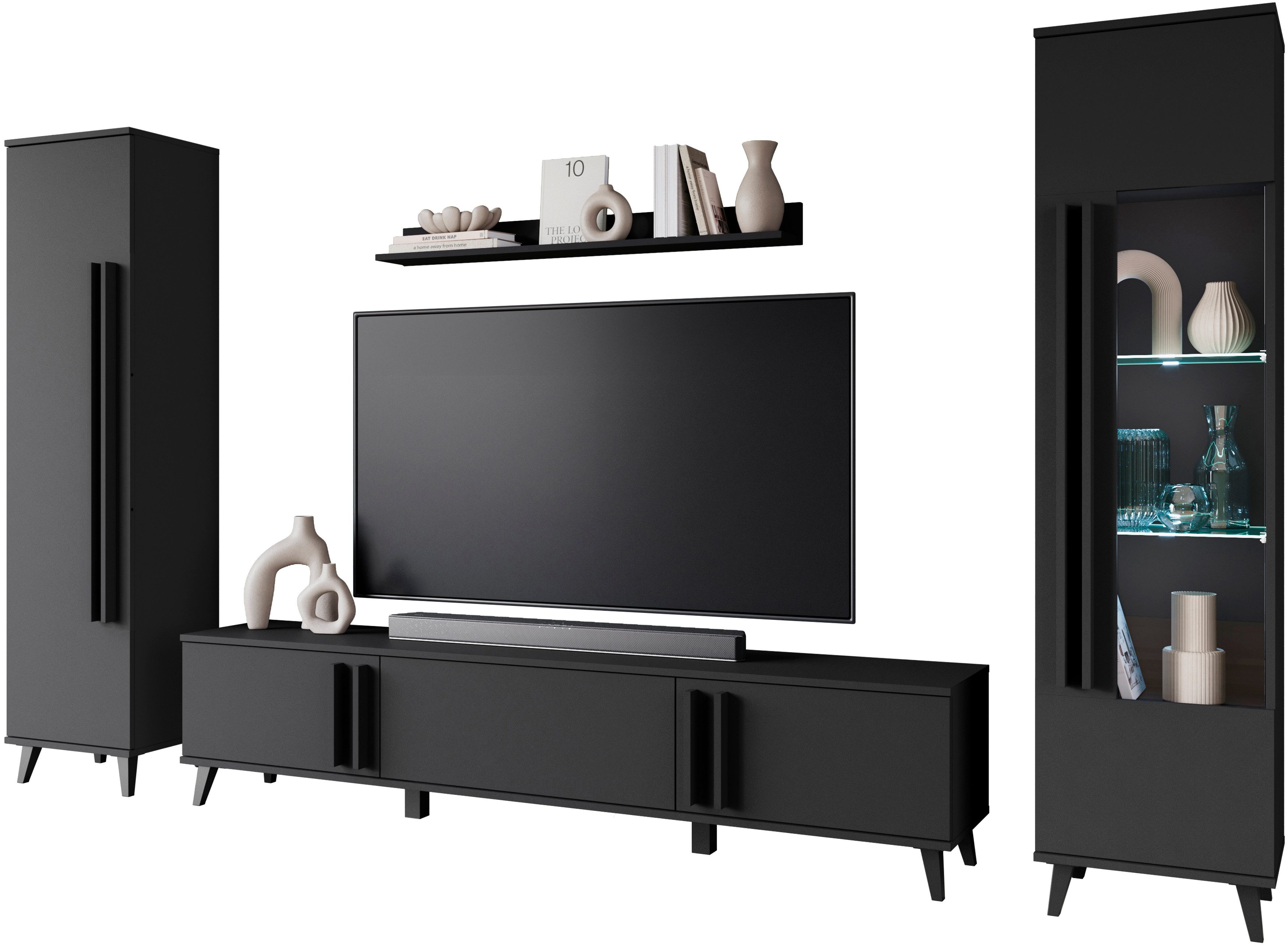 INOSIGN Wohnwand Helsinki, Modernes Set mit verglaster Vitrine, (Komplett-S günstig online kaufen