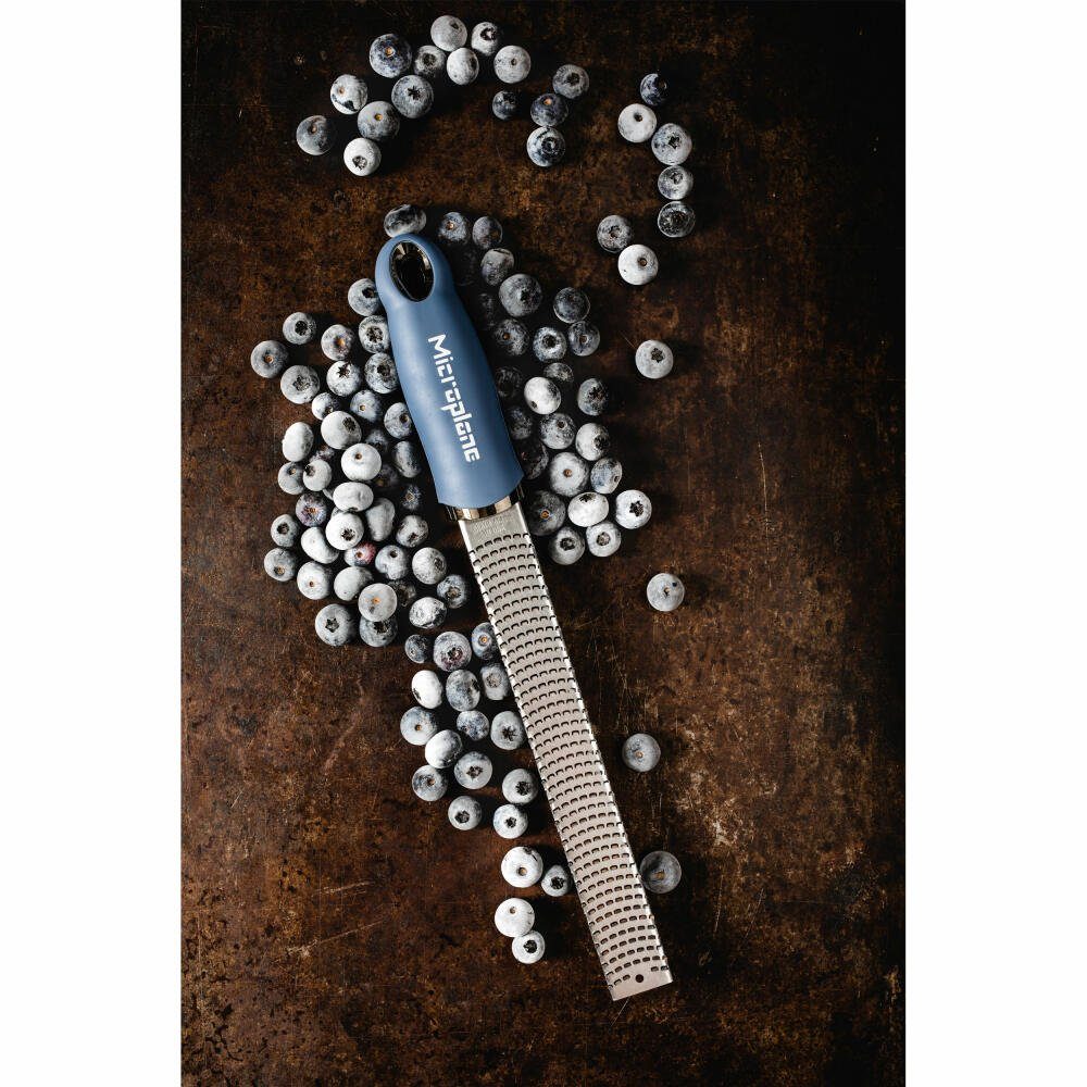 Premium Klinge Microplane Küchenreibe Blue, photogeätzte Classic Kunststoff, Edelstahl, Denim