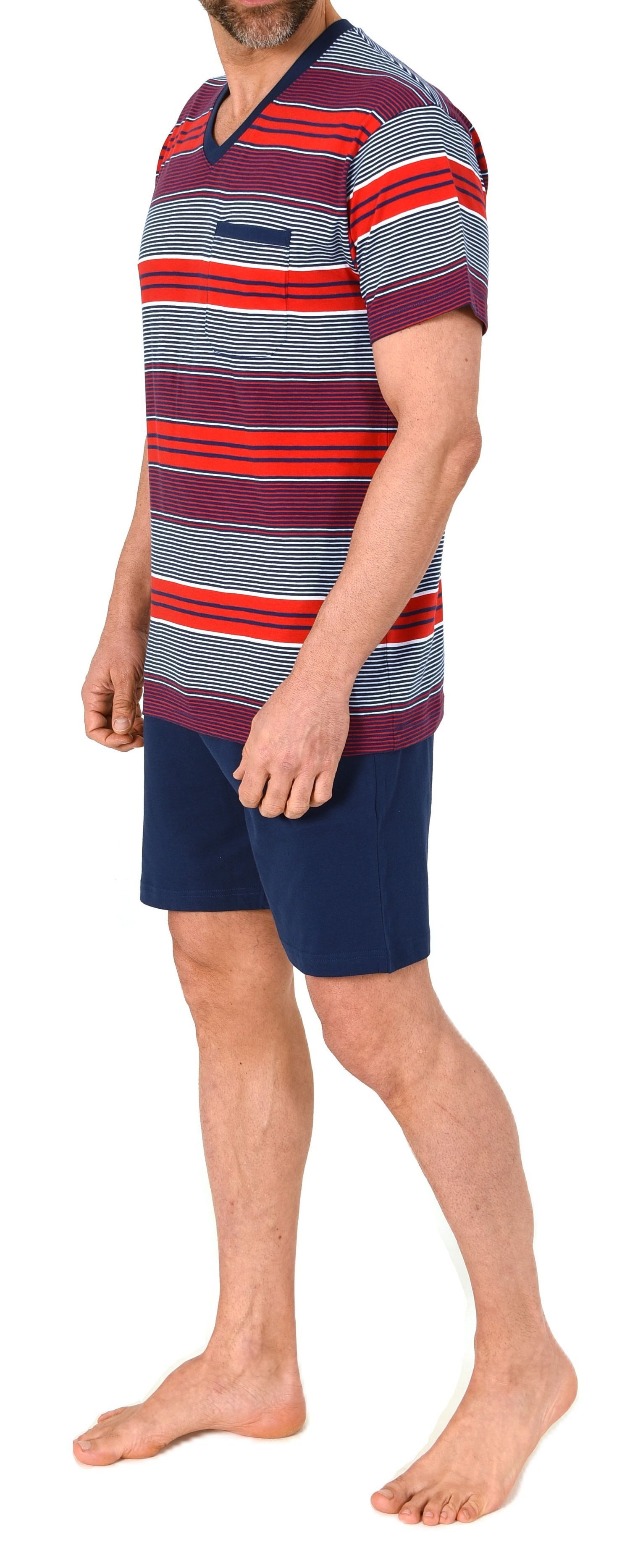Normann Pyjama Normann Herren Pyjama kurzarm Shorty gestreift - auch in Übergrössen