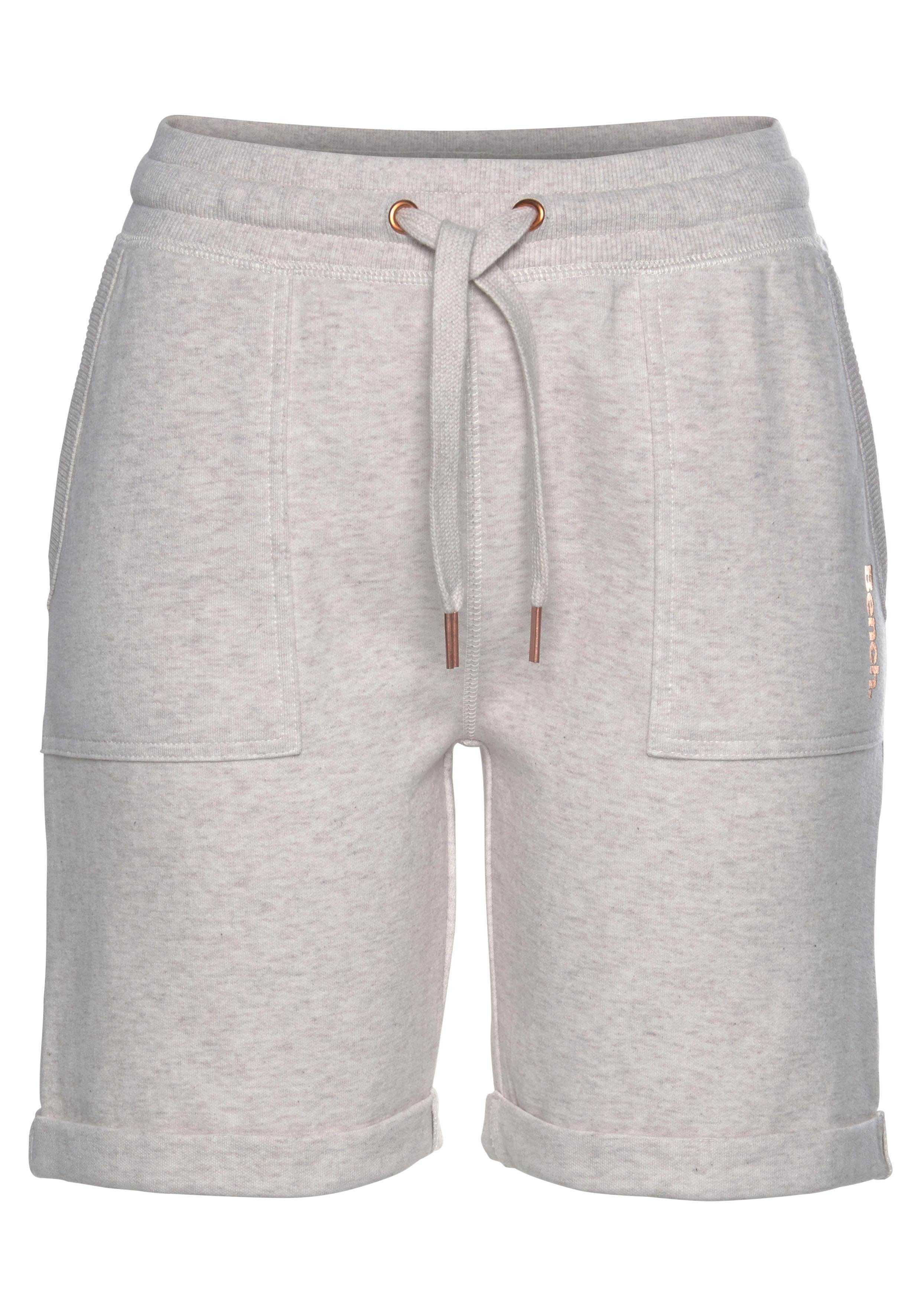 Loungewear Bermudas Bench. Beinsäumen aufgeschlagenen mit beige-meliert Sweathose Taschen und seitlichen -kurze