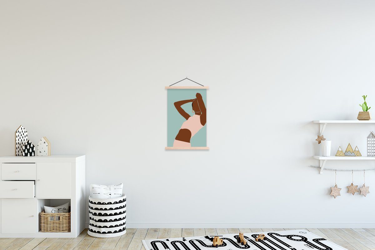 MuchoWow Poster Frau - Sommer - Abstrakt, (1 St), Posterleiste, Textilposter für Wohnzimmer, Bilderleiste, Magnetisch