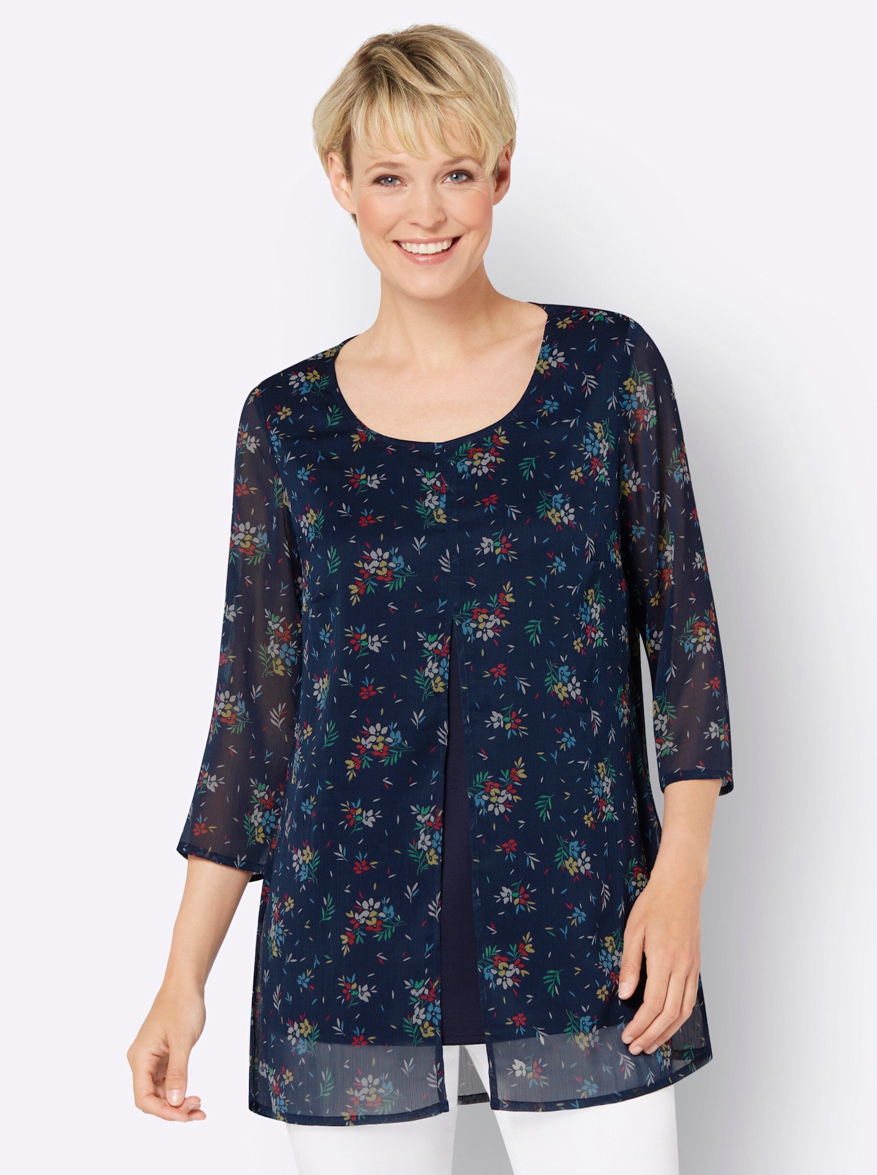 Sieh an! Klassische Bluse Longbluse 3/4-Arm günstig online kaufen