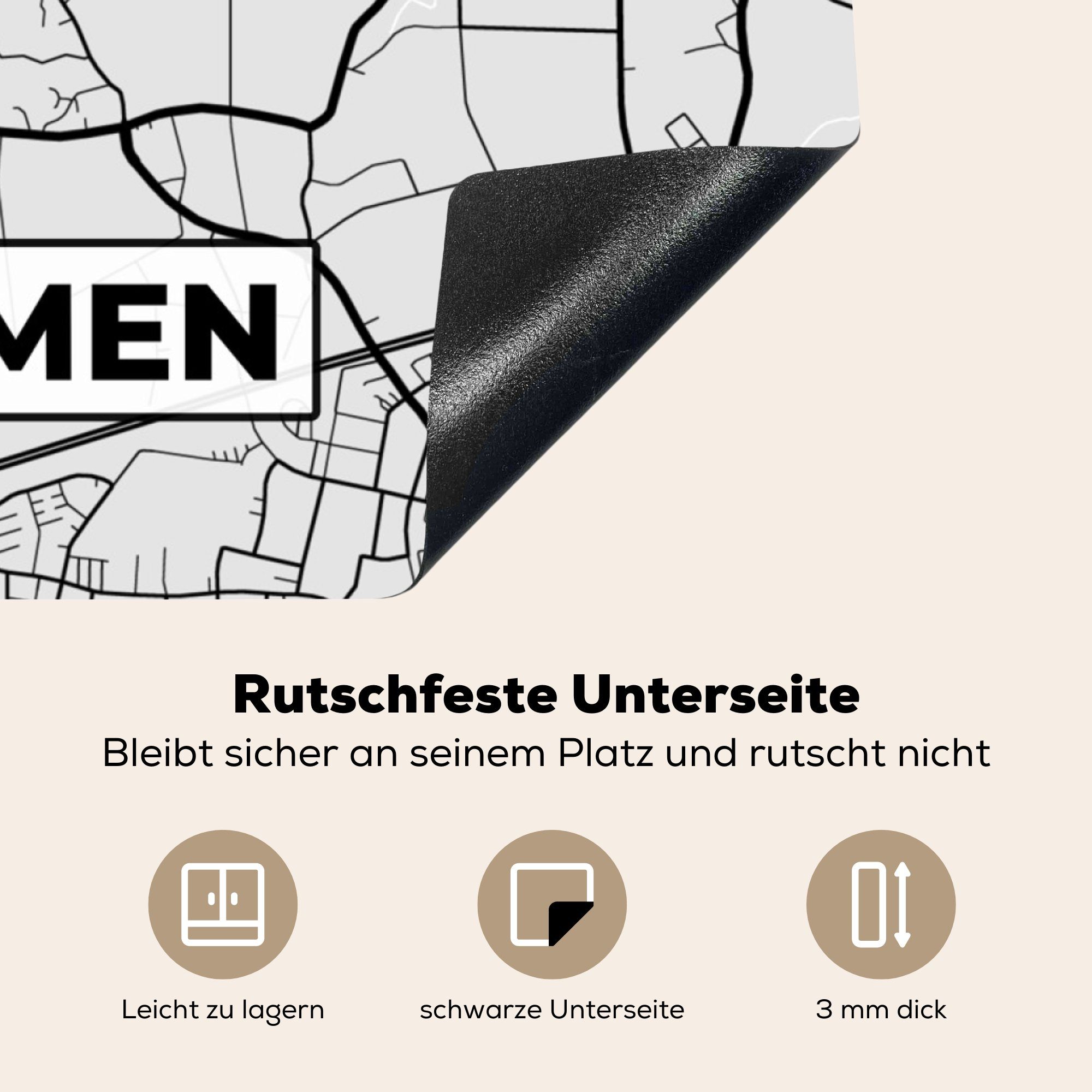 MuchoWow Herdblende-/Abdeckplatte Stadtplan - Karte Ceranfeldabdeckung, tlg), - Deutschland cm, Vinyl, Arbeitsplatte Bergkamen (1 Karte, 78x78 von für - küche