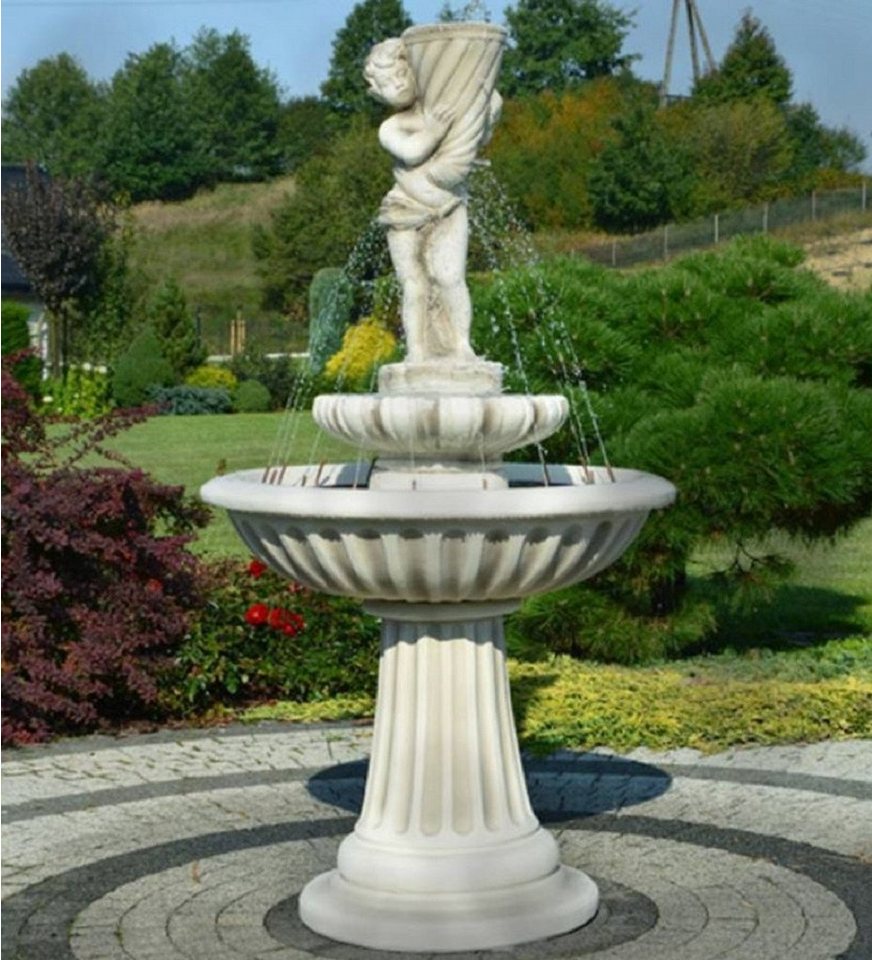 Thumbnail - Casa Padrino Gartenbrunnen Jugendstil Springbrunnen Junge mit Füllhorn Grau Ø 92 x H. 172 cm - Prunkvoller Gartenbrunnen...
