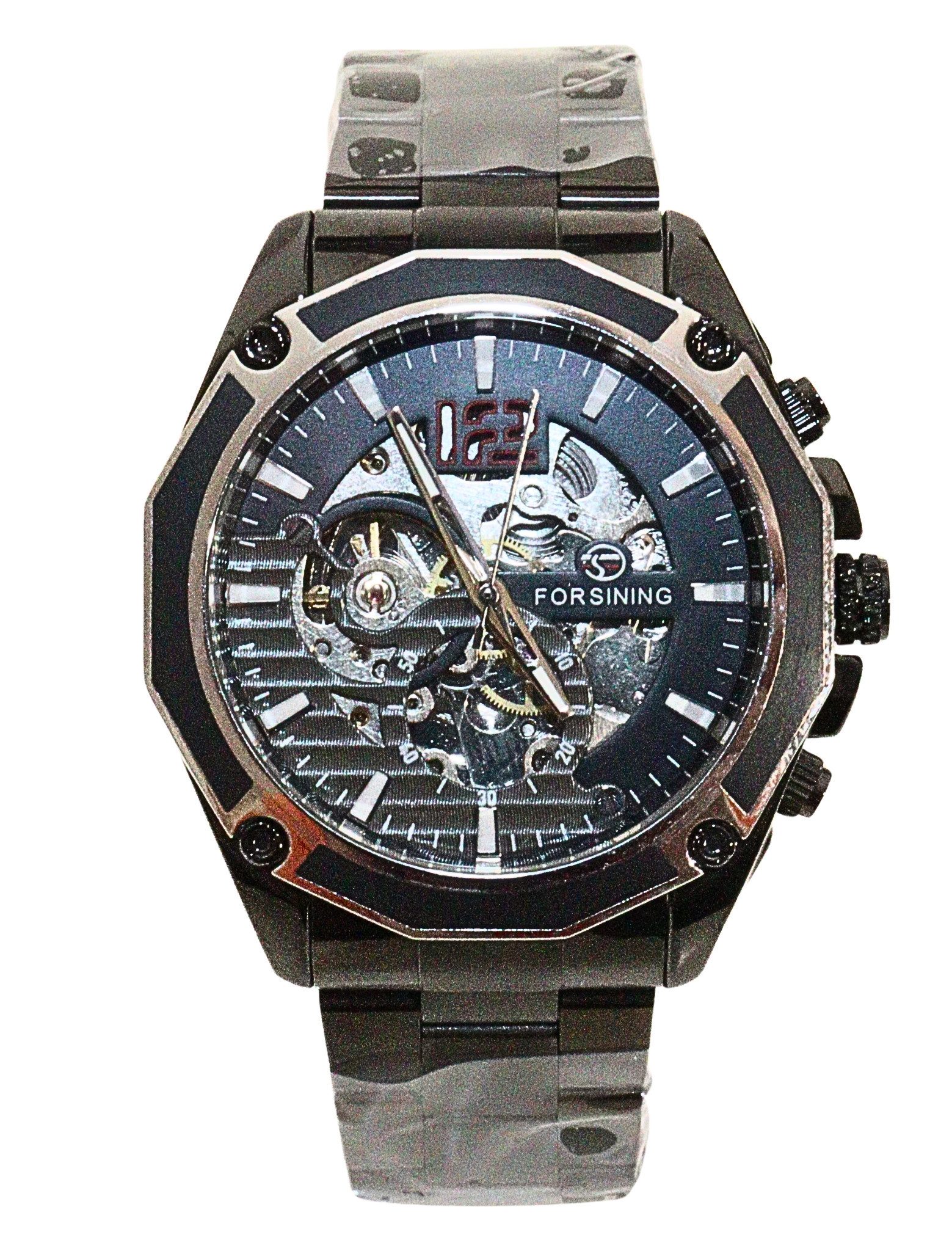 Rötting Design Automatikuhr Herrenuhr Marke Forsining Skelett schwarzes Ziffernblatt, Skelett Ziffernblatt