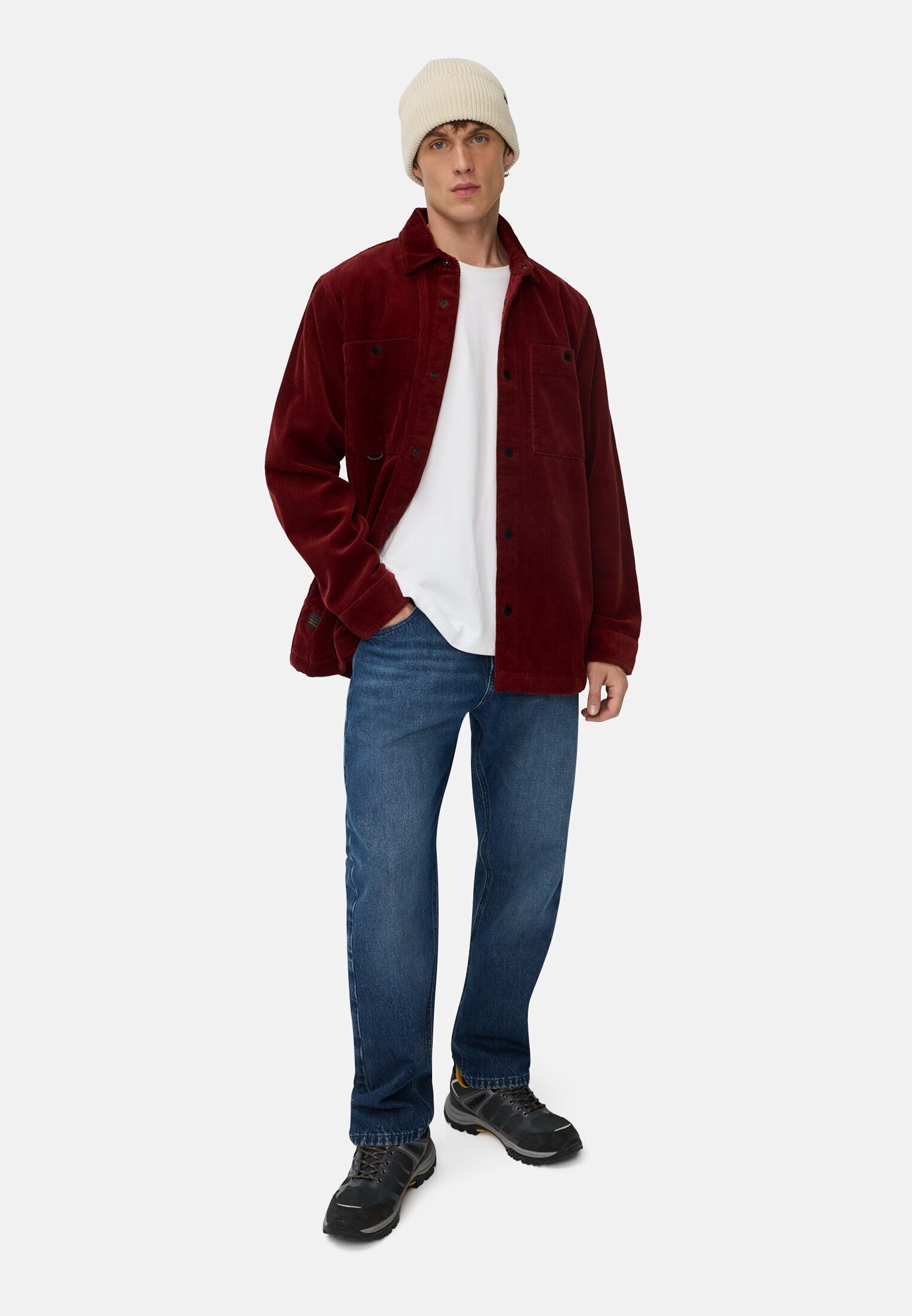 camel active Hemdjacke mit Druckknöpfen Langarm Markenlabel