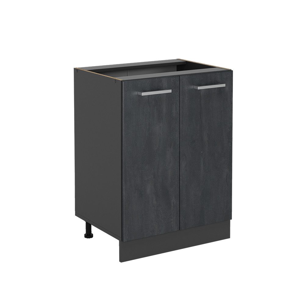 Vicco Küchenunterschrank R-Line Schwarz Beton/Anthrazit 60 cm ohne Arbeitsp günstig online kaufen