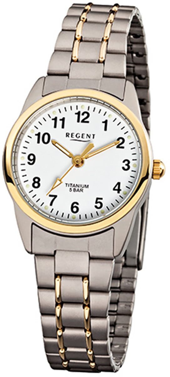 Quarzuhr Regent Damen-Armbanduhr grau silber gold