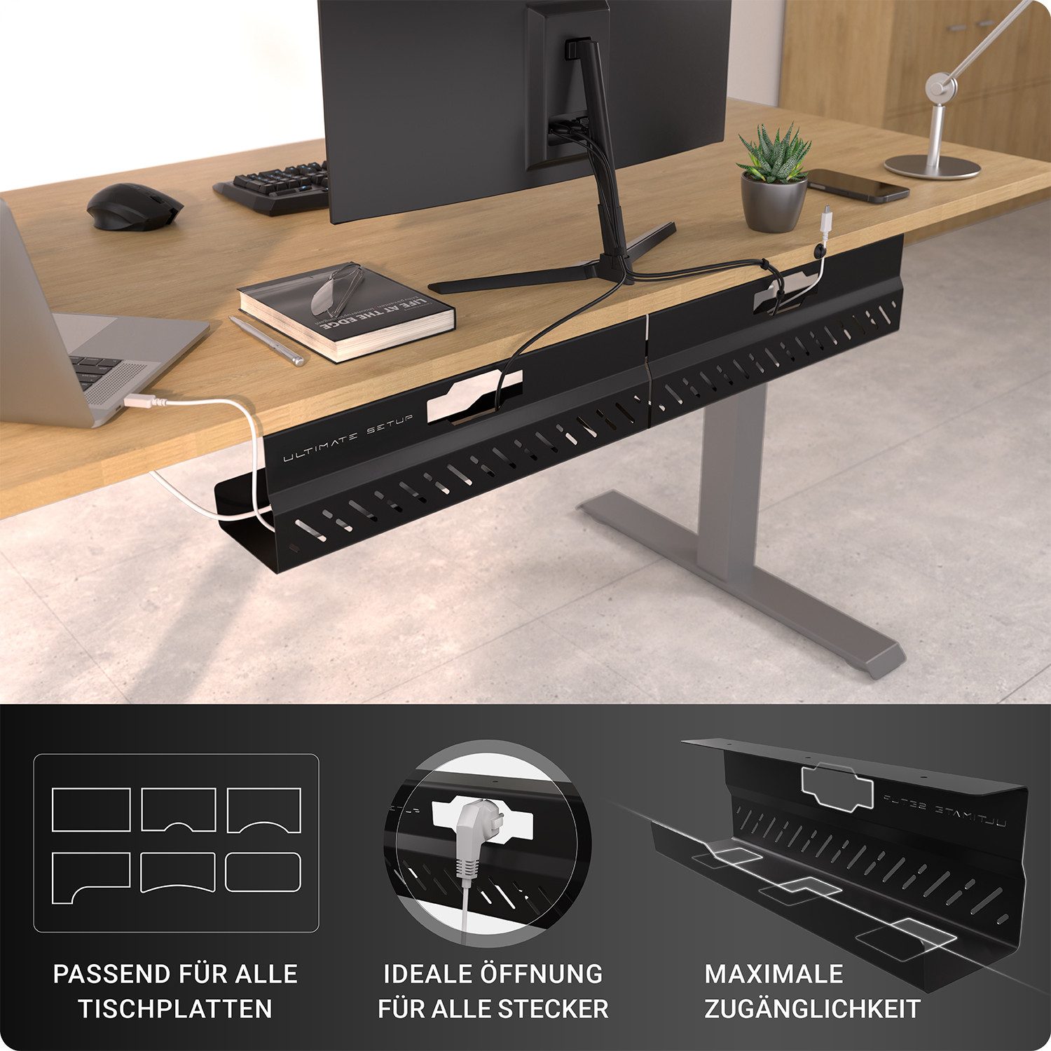 Ultimate Setup Kabelführung Kabelkanal Schreibtisch - Kabelmanagement (2-St)