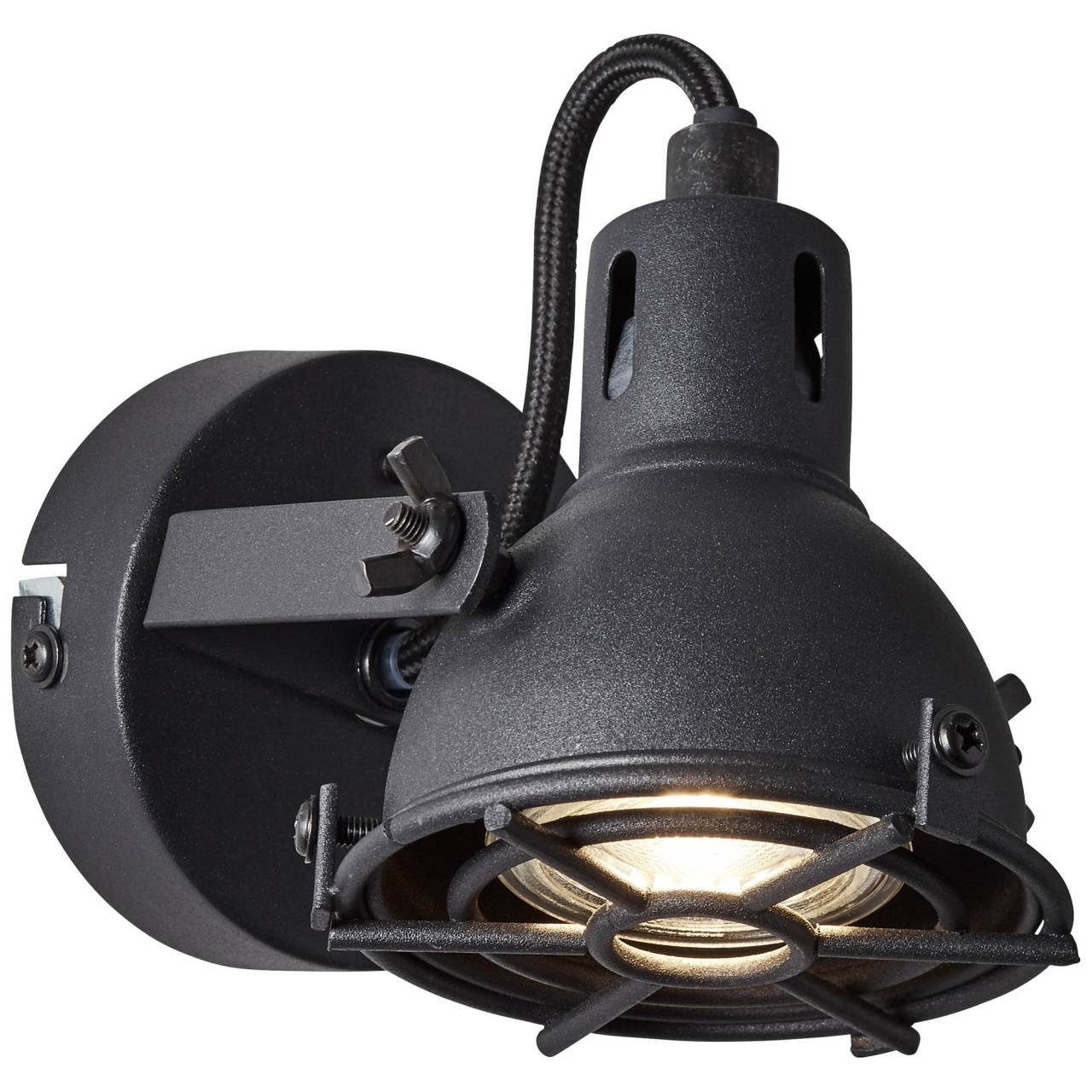 schwarz 1x LED 3000K, Jesper LED- 5W korund Brilliant Jesper, Wandleuchte GU10, Lampe Wandspot LED-PAR51,