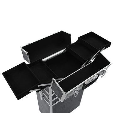 vidaXL Kosmetik-Koffer Kosmetikkoffer Aluminium Schwarz mit Krokoprägung