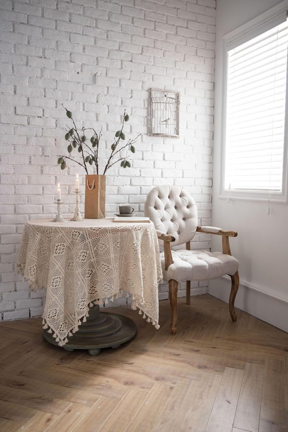 VEKROBOT Tischdecke Boho Tischdecke gehäkelt durchbrochen Häkeldecke Tisch Esstischdecke (1-tlg, Tischdecke – gewebt, mit dekorativem Lochmuster), Vielseitige Tischdecke 140×140 cm für jeden Anlass geeignet